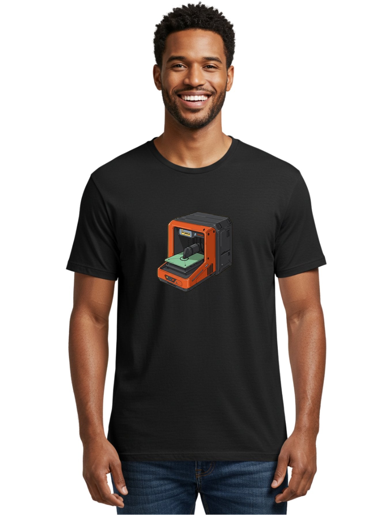 3D-Printer-40 Men'S Graphic Tee, 100% Cotton, Comfortable Casual Summer Wear, Machine Washable, Orange And Black 3D Printer, Printing Technology, Futuristic Design, Digital Fabrication, Additive Manufacturing, Futuristic Machine, Baa036 25