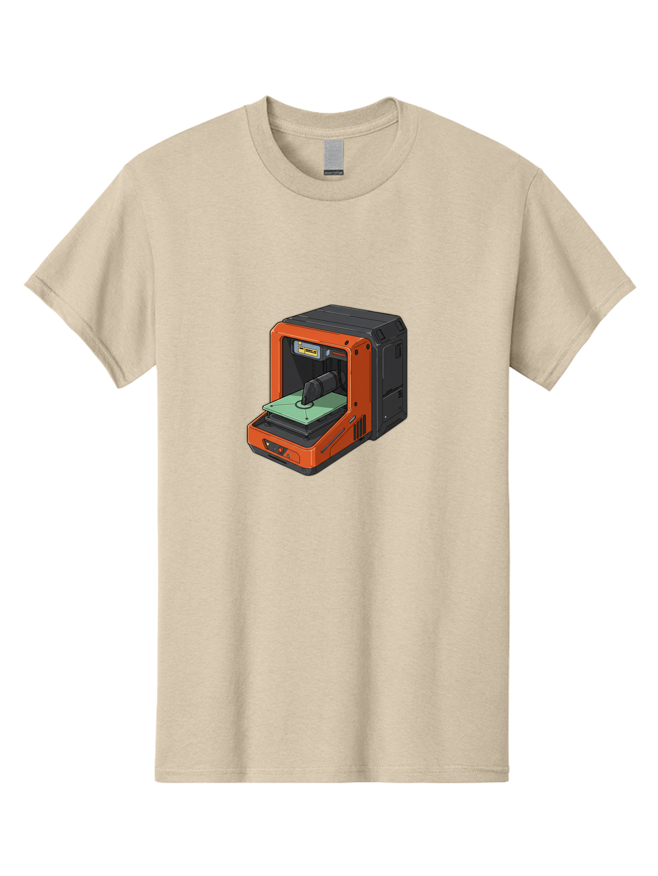 3D-Printer-40 Men'S Graphic Tee, 100% Cotton, Comfortable Casual Summer Wear, Machine Washable, Orange And Black 3D Printer, Printing Technology, Futuristic Design, Digital Fabrication, Additive Manufacturing, Futuristic Machine, Baa036