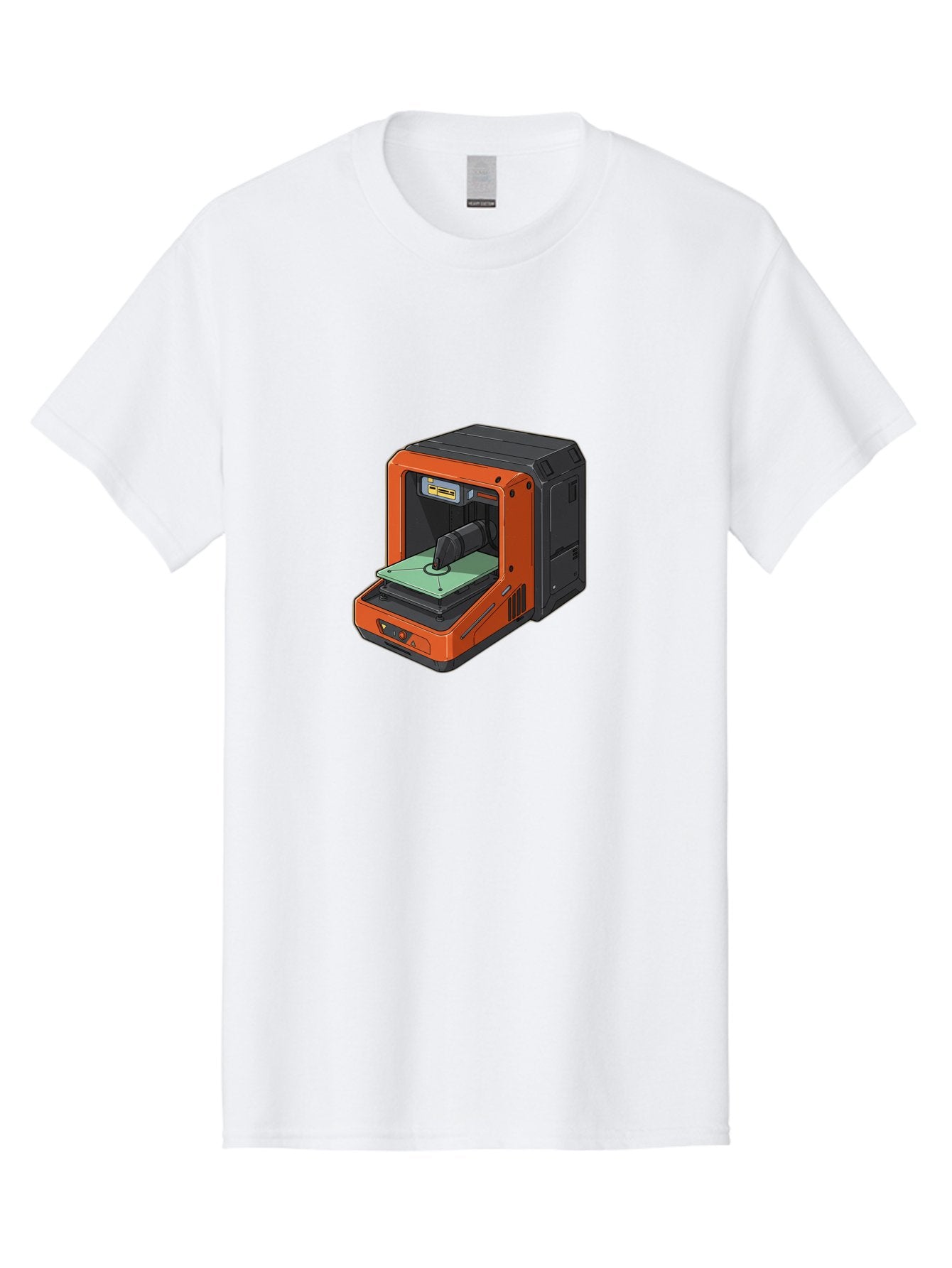 3D-Printer-40 Men'S Graphic Tee, 100% Cotton, Comfortable Casual Summer Wear, Machine Washable, Orange And Black 3D Printer, Printing Technology, Futuristic Design, Digital Fabrication, Additive Manufacturing, Futuristic Machine, Baa036 13