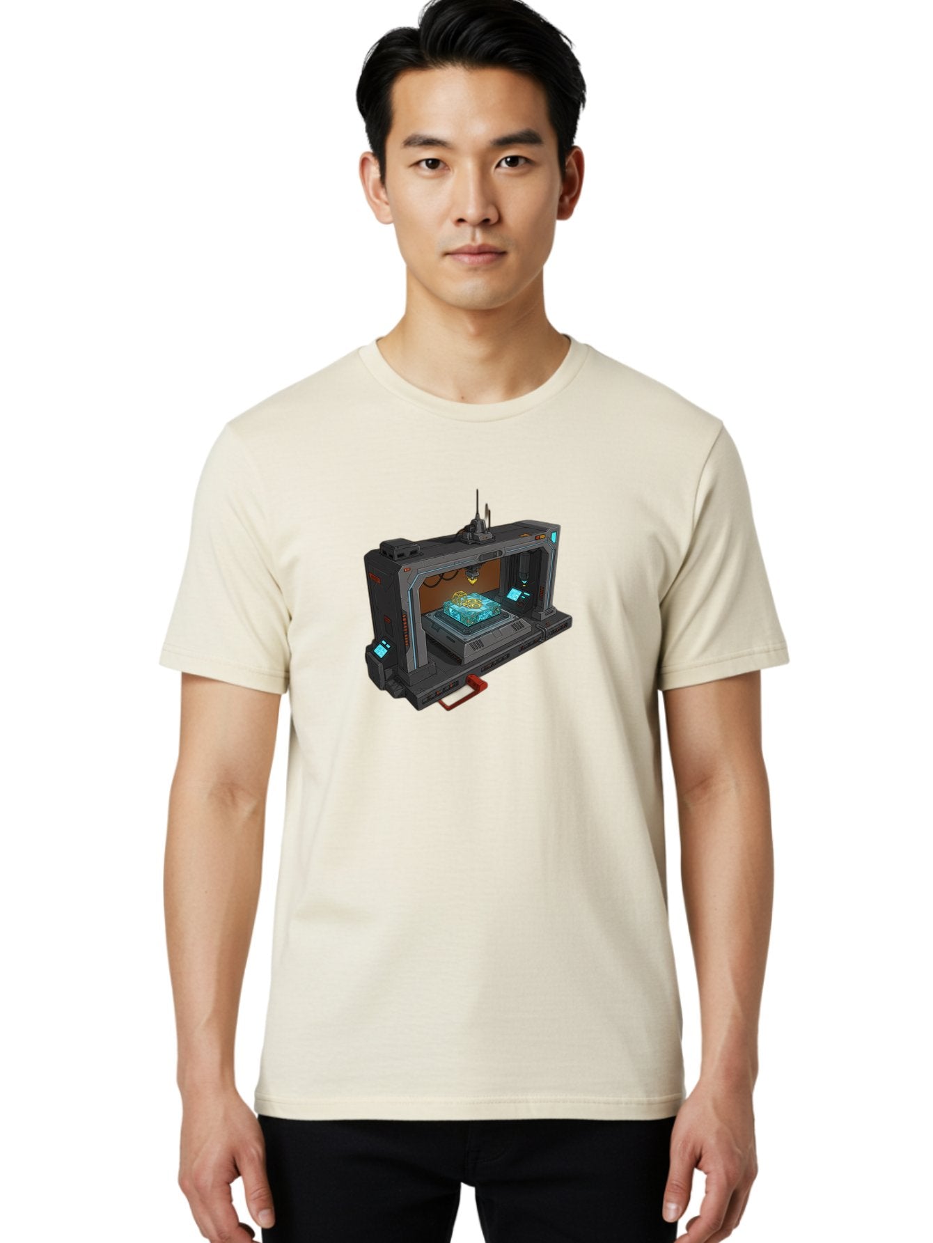 3D-Printer-42 Men'S Graphic Tee, 100% Cotton, Comfortable Casual Summer Wear, Machine Washable, Futuristic 3D Printing Technology, Advanced Manufacturing, Sci-Fi Machinery, Technological Innovation, Industrial Design, Digital Fabrication, Baa038 27