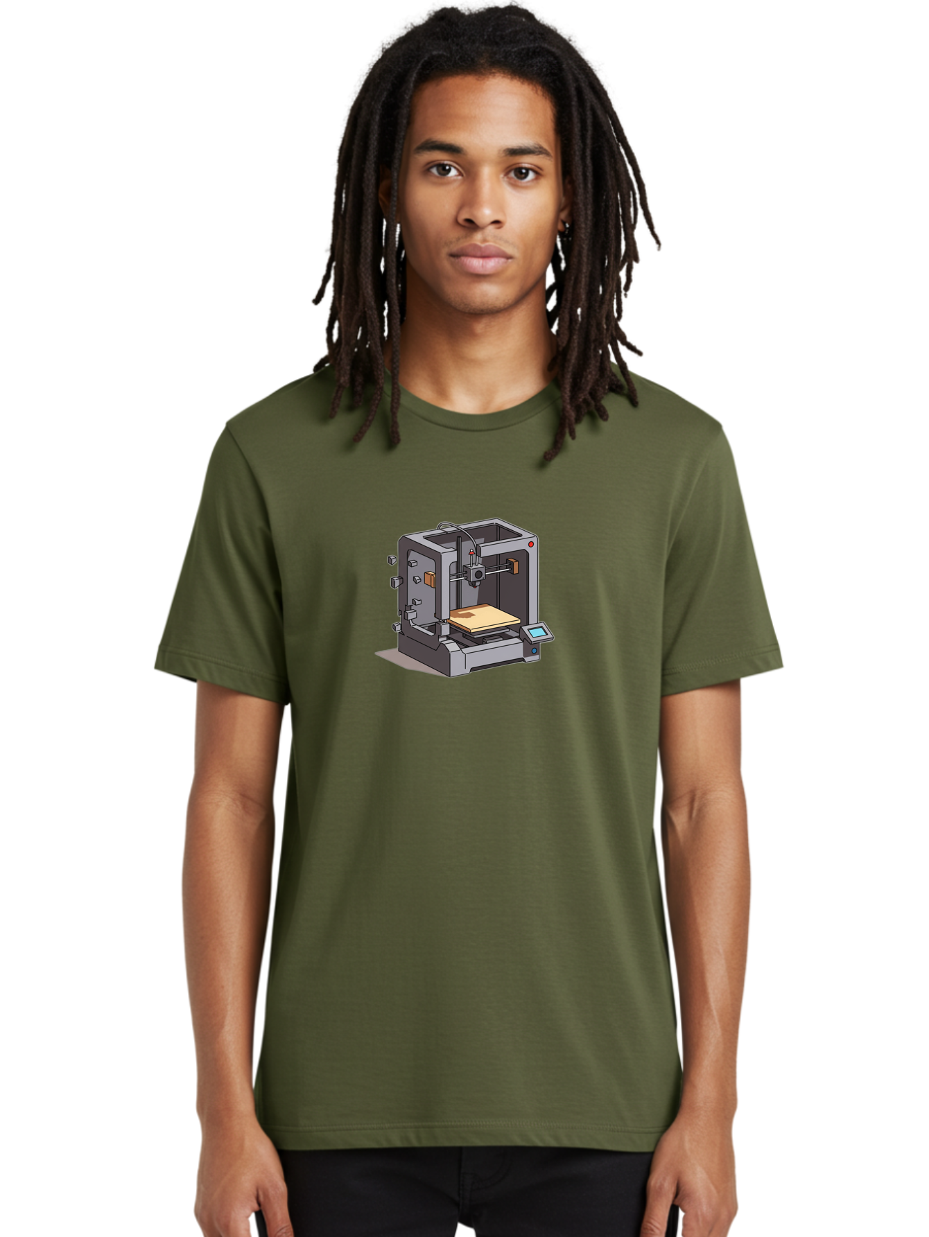 3D-Printer-5 Men'S Graphic Tee, 100% Cotton, Comfortable Casual Summer Wear, Machine Washable, 3D Printing Technology, Additive Manufacturing, Digital Fabrication, Prototyping, Product Design, 3D Modeling, Industrial Production, Baa039