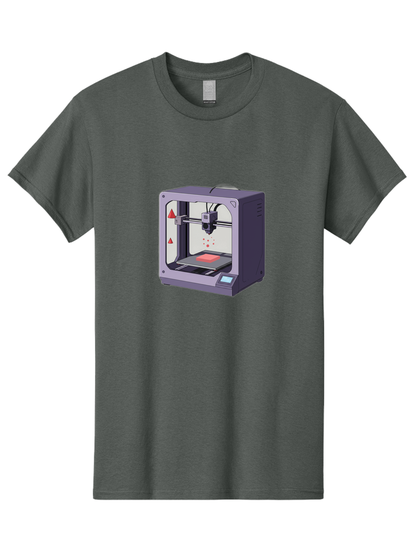 3D-Printer-6 Men'S Graphic Tee, 100% Cotton, Comfortable Casual Summer Wear, Machine Washable, 3D Printing Technology, Additive Manufacturing, Digital Fabrication, Rapid Prototyping, Printing Process, Red Material, Printer Nozzle, Baa040
