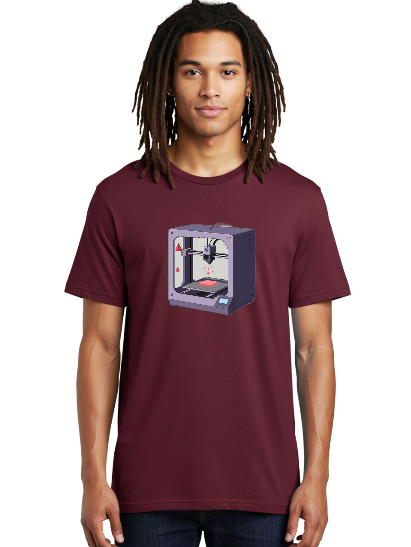 3D-Printer-6 Men'S Graphic Tee, 100% Cotton, Comfortable Casual Summer Wear, Machine Washable, 3D Printing Technology, Additive Manufacturing, Digital Fabrication, Rapid Prototyping, Printing Process, Red Material, Printer Nozzle, Baa040 14