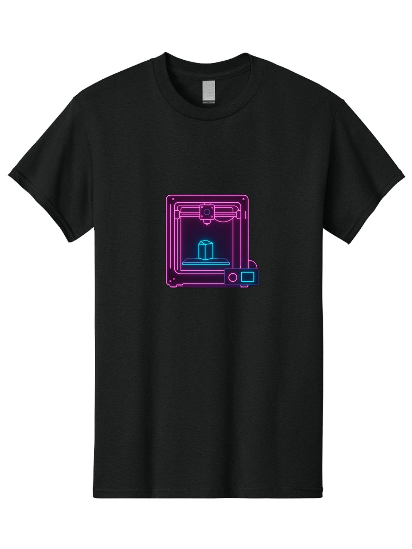3D-Printer-8 Men'S Graphic Tee, 100% Cotton, Comfortable Casual Summer Wear, Machine Washable, 3D Printing Technology, Additive Manufacturing, Futuristic Design, Neon Lights, Digital Fabrication, Prototype Development, Innovative Product, Baa042 6