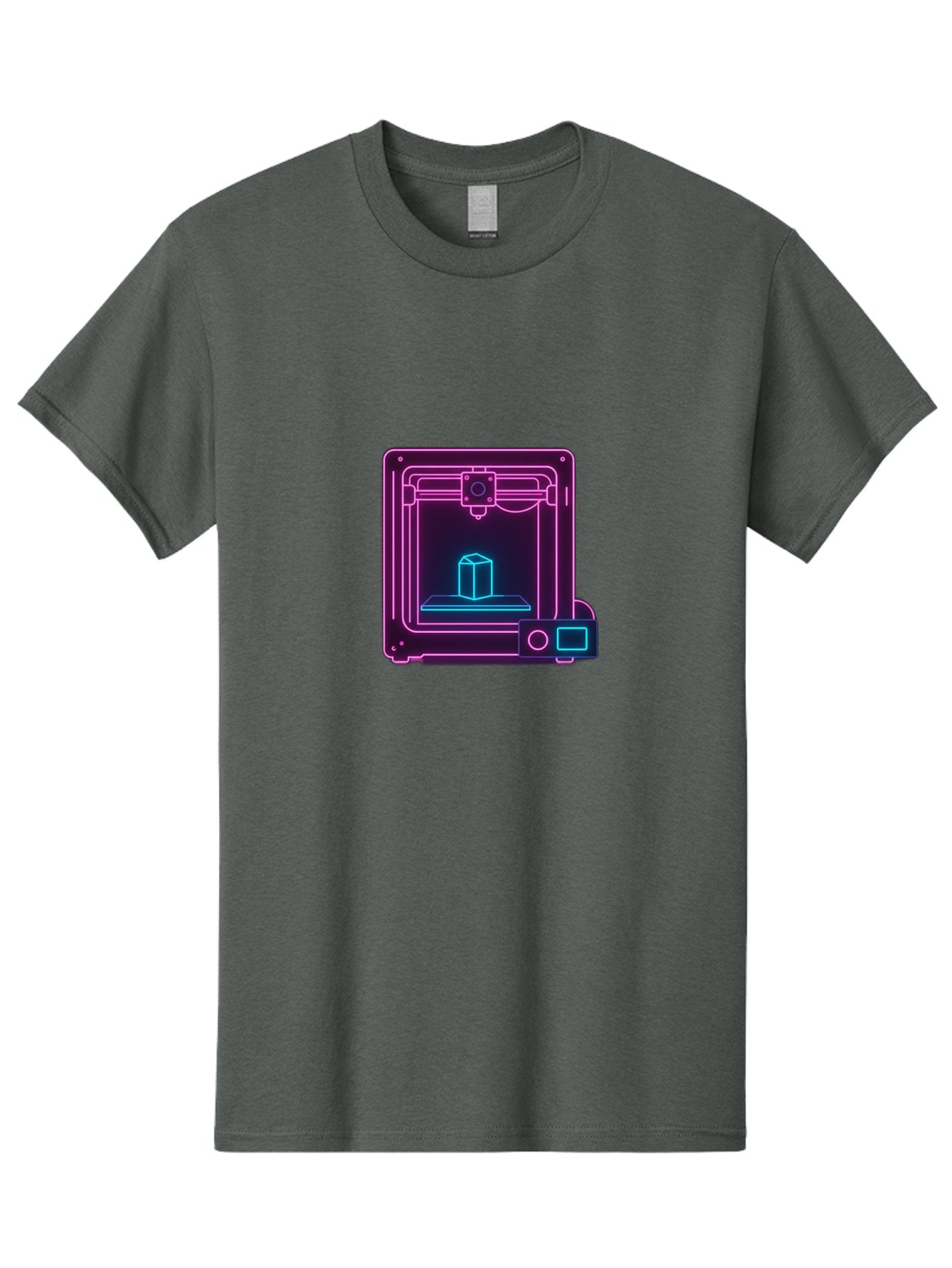 3D-Printer-8 Men'S Graphic Tee, 100% Cotton, Comfortable Casual Summer Wear, Machine Washable, 3D Printing Technology, Additive Manufacturing, Futuristic Design, Neon Lights, Digital Fabrication, Prototype Development, Innovative Product, Baa042 5