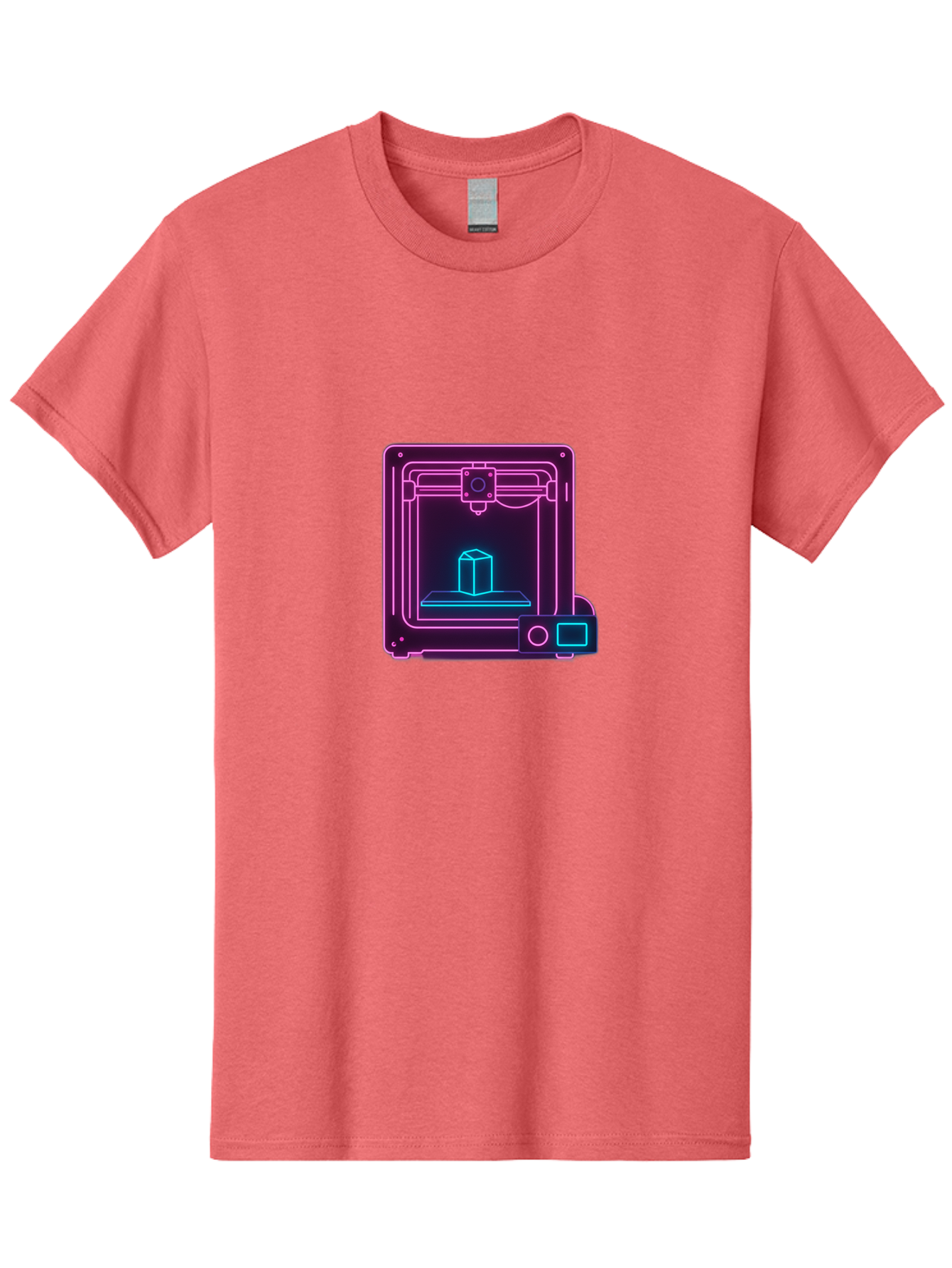 3D-Printer-8 Men'S Graphic Tee, 100% Cotton, Comfortable Casual Summer Wear, Machine Washable, 3D Printing Technology, Additive Manufacturing, Futuristic Design, Neon Lights, Digital Fabrication, Prototype Development, Innovative Product, Baa042 21