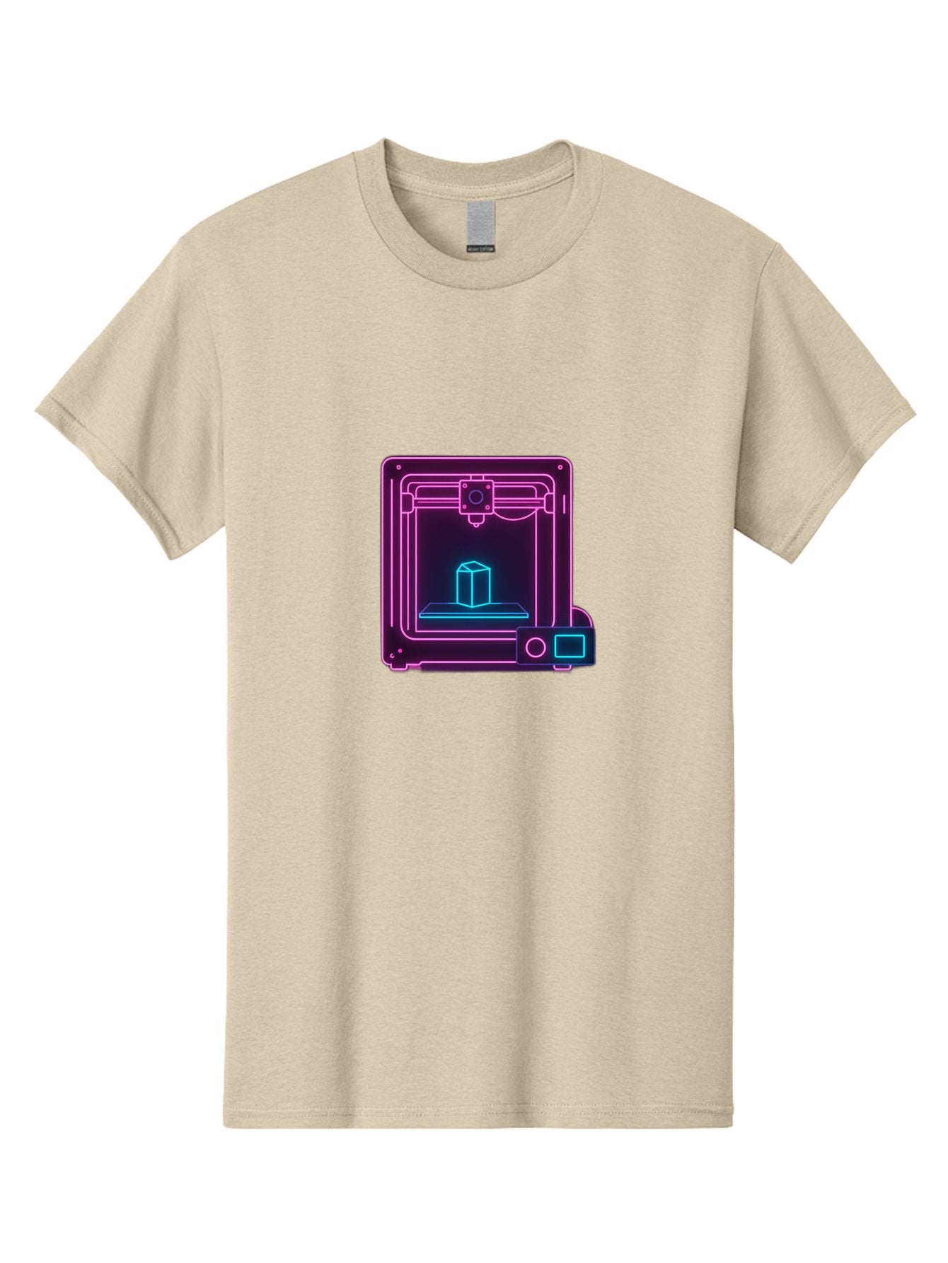 3D-Printer-8 Men'S Graphic Tee, 100% Cotton, Comfortable Casual Summer Wear, Machine Washable, 3D Printing Technology, Additive Manufacturing, Futuristic Design, Neon Lights, Digital Fabrication, Prototype Development, Innovative Product, Baa042 13