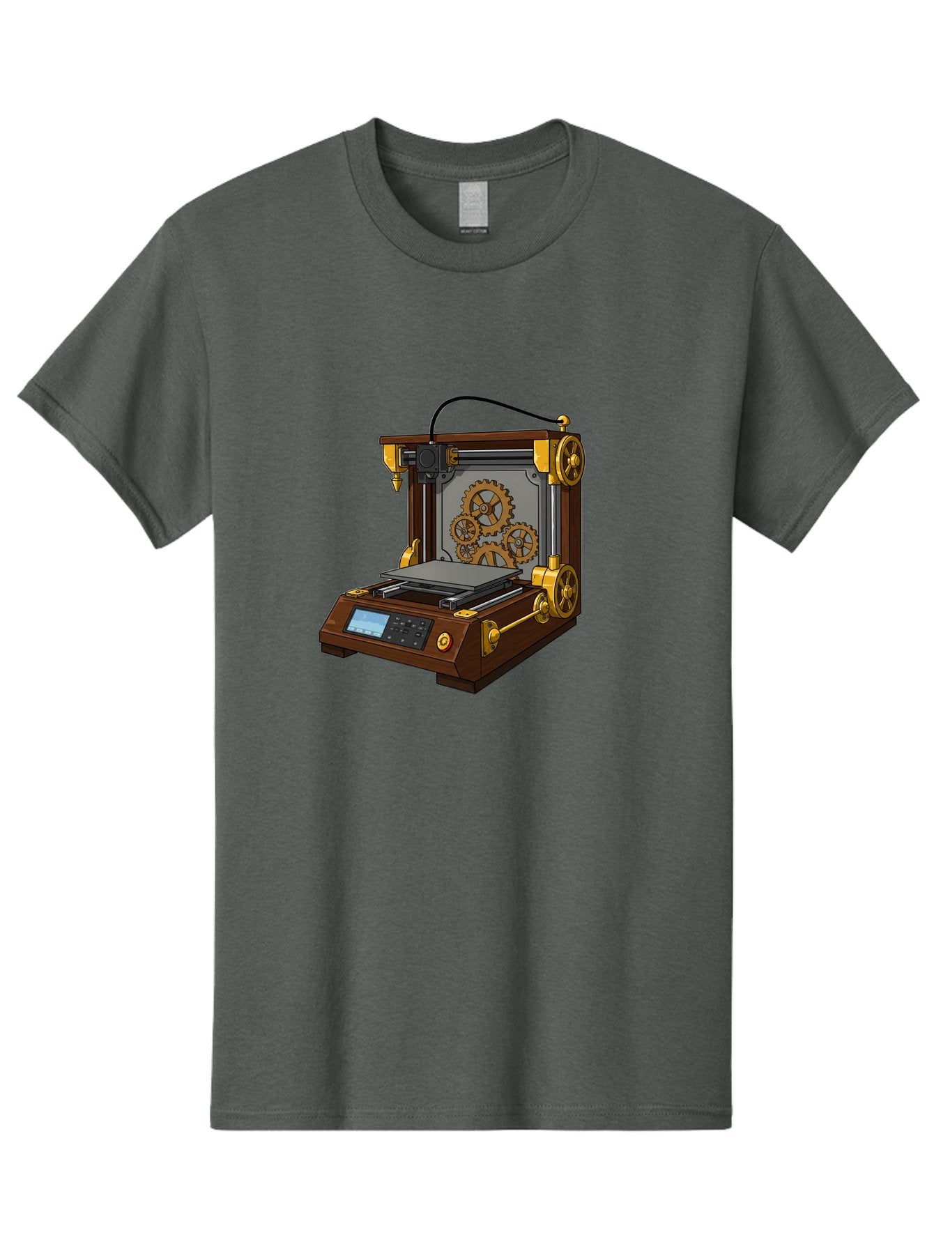 3D-Printer-9 Men'S Graphic Tee, 100% Cotton, Comfortable Casual Summer Wear, Machine Washable, Steampunk 3D Printer, Industrial Machinery, Mechanical Gears, Digital Display, Innovative Technology, Futuristic Design, Mechanical Engineering, Baa043 8