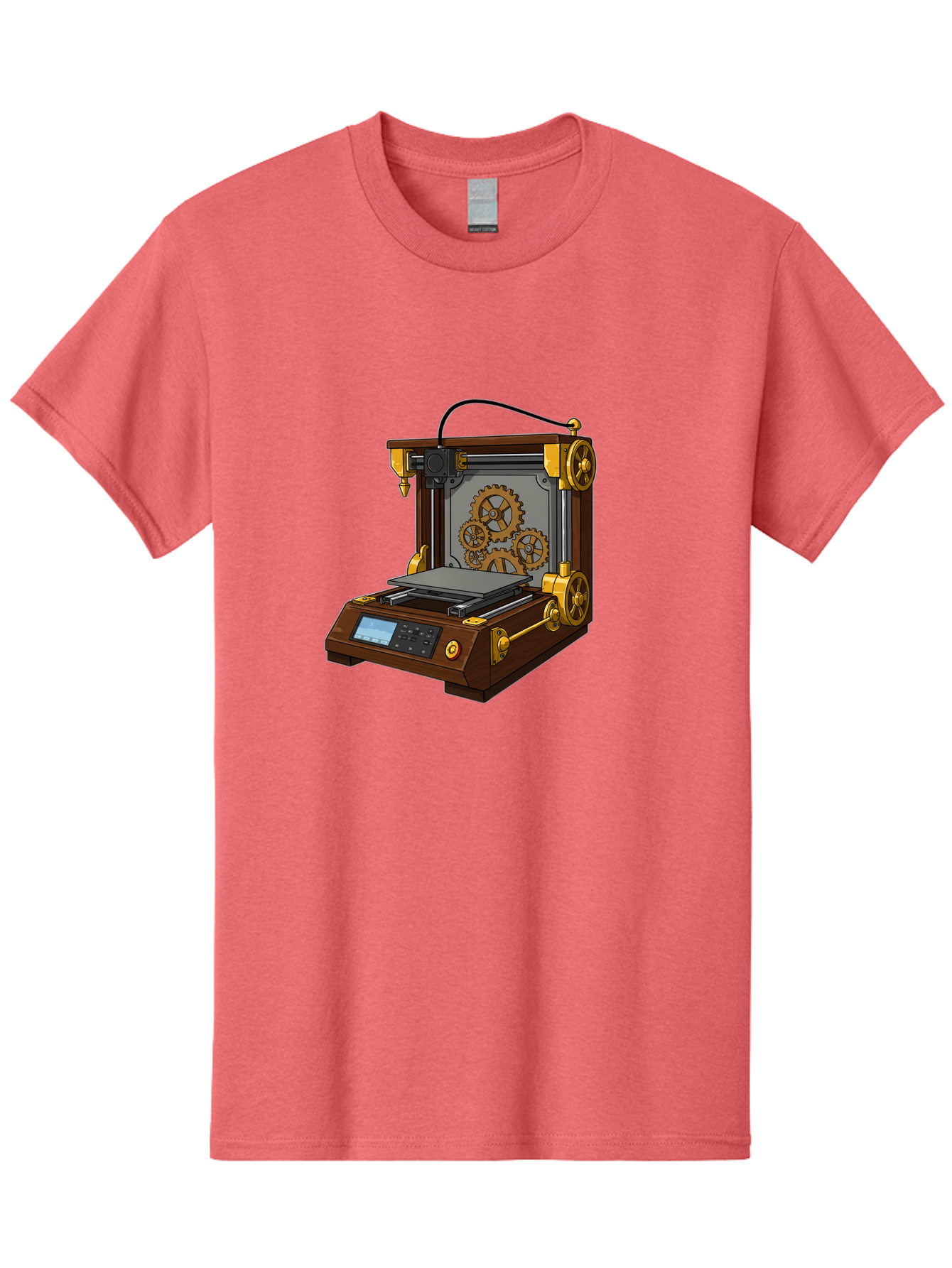 3D-Printer-9 Men'S Graphic Tee, 100% Cotton, Comfortable Casual Summer Wear, Machine Washable, Steampunk 3D Printer, Industrial Machinery, Mechanical Gears, Digital Display, Innovative Technology, Futuristic Design, Mechanical Engineering, Baa043 15