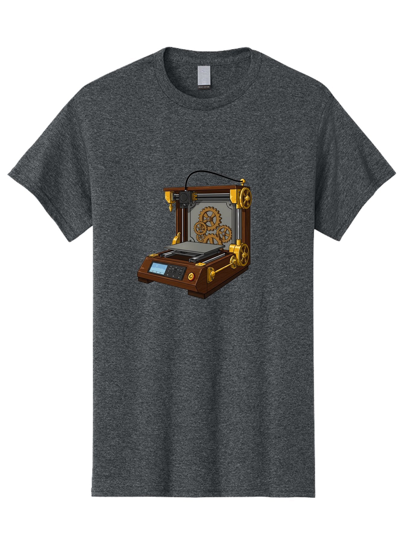 3D-Printer-9 Men'S Graphic Tee, 100% Cotton, Comfortable Casual Summer Wear, Machine Washable, Steampunk 3D Printer, Industrial Machinery, Mechanical Gears, Digital Display, Innovative Technology, Futuristic Design, Mechanical Engineering, Baa043 4