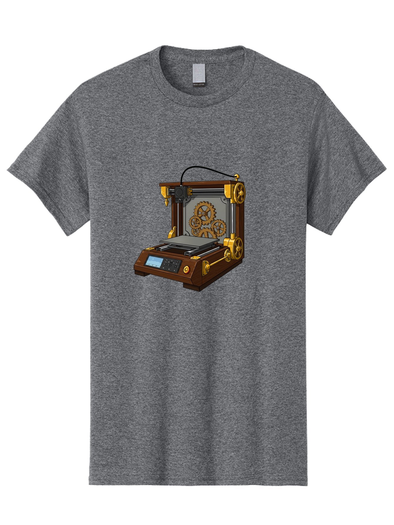 3D-Printer-9 Men'S Graphic Tee, 100% Cotton, Comfortable Casual Summer Wear, Machine Washable, Steampunk 3D Printer, Industrial Machinery, Mechanical Gears, Digital Display, Innovative Technology, Futuristic Design, Mechanical Engineering, Baa043 7