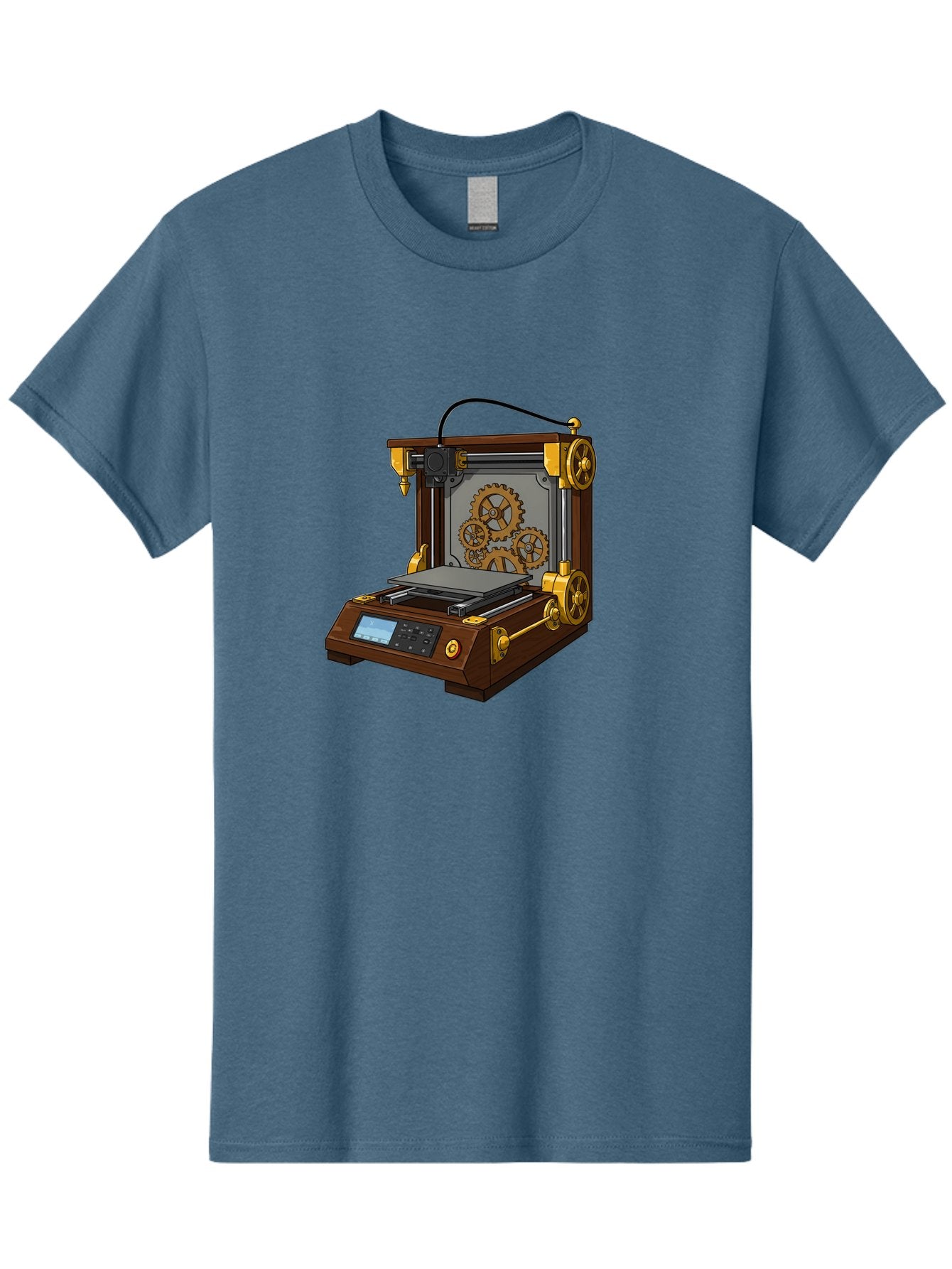 3D-Printer-9 Men'S Graphic Tee, 100% Cotton, Comfortable Casual Summer Wear, Machine Washable, Steampunk 3D Printer, Industrial Machinery, Mechanical Gears, Digital Display, Innovative Technology, Futuristic Design, Mechanical Engineering, Baa043 15