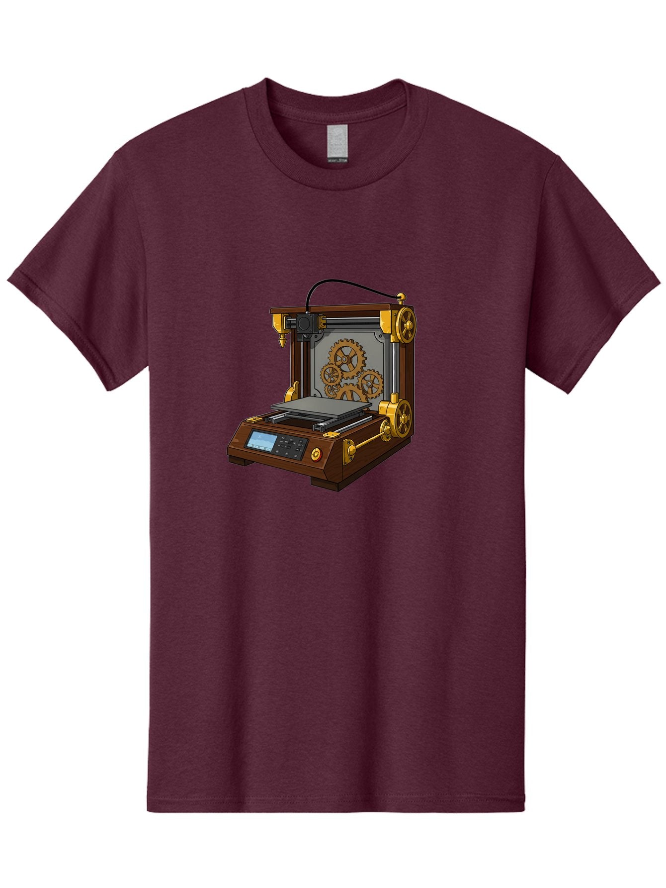 3D-Printer-9 Men'S Graphic Tee, 100% Cotton, Comfortable Casual Summer Wear, Machine Washable, Steampunk 3D Printer, Industrial Machinery, Mechanical Gears, Digital Display, Innovative Technology, Futuristic Design, Mechanical Engineering, Baa043 12