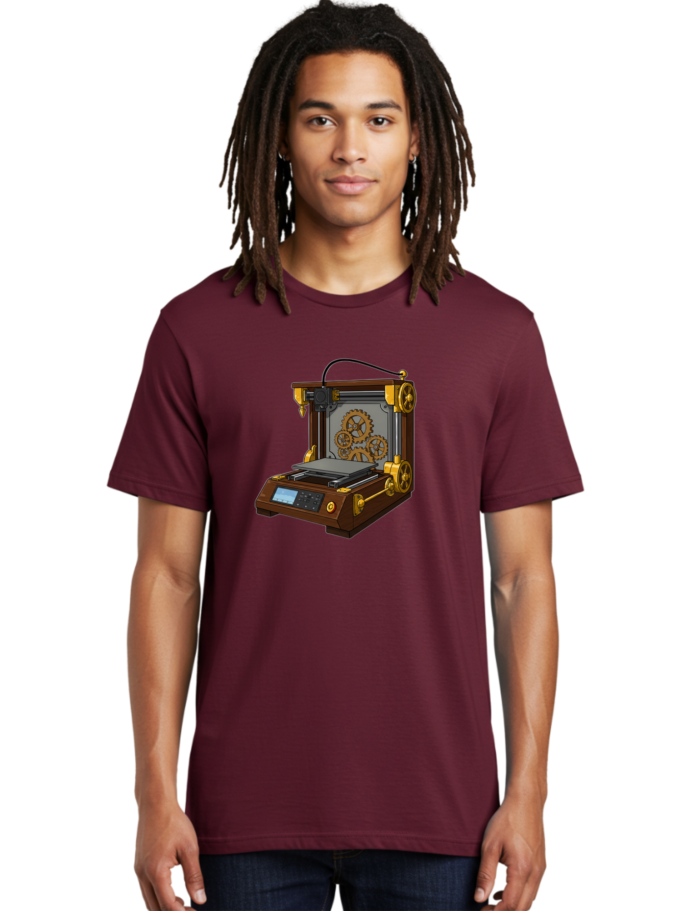 3D-Printer-9 Men'S Graphic Tee, 100% Cotton, Comfortable Casual Summer Wear, Machine Washable, Steampunk 3D Printer, Industrial Machinery, Mechanical Gears, Digital Display, Innovative Technology, Futuristic Design, Mechanical Engineering, Baa043 6