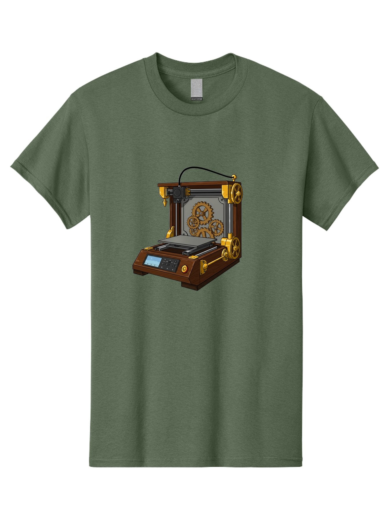 3D-Printer-9 Men'S Graphic Tee, 100% Cotton, Comfortable Casual Summer Wear, Machine Washable, Steampunk 3D Printer, Industrial Machinery, Mechanical Gears, Digital Display, Innovative Technology, Futuristic Design, Mechanical Engineering, Baa043 11