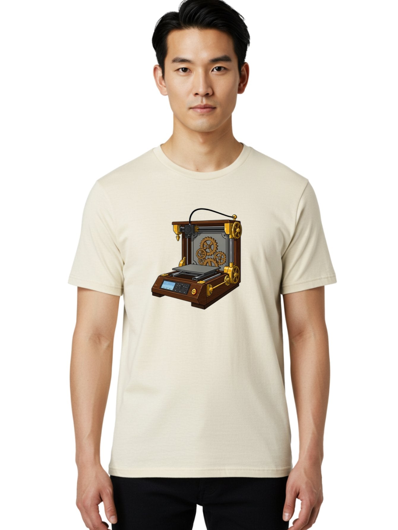 3D-Printer-9 Men'S Graphic Tee, 100% Cotton, Comfortable Casual Summer Wear, Machine Washable, Steampunk 3D Printer, Industrial Machinery, Mechanical Gears, Digital Display, Innovative Technology, Futuristic Design, Mechanical Engineering, Baa043 29