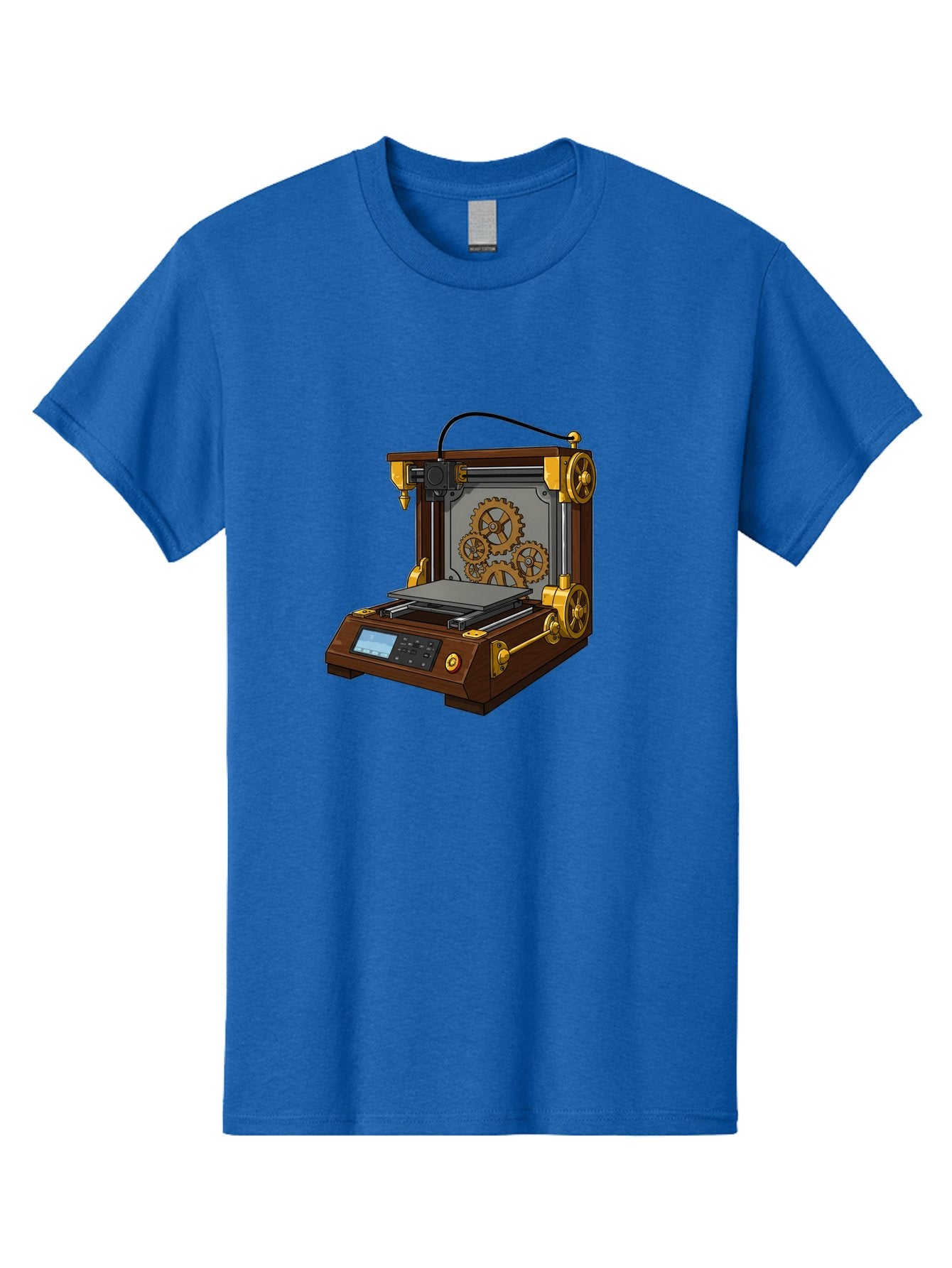 3D-Printer-9 Men'S Graphic Tee, 100% Cotton, Comfortable Casual Summer Wear, Machine Washable, Steampunk 3D Printer, Industrial Machinery, Mechanical Gears, Digital Display, Innovative Technology, Futuristic Design, Mechanical Engineering, Baa043 3