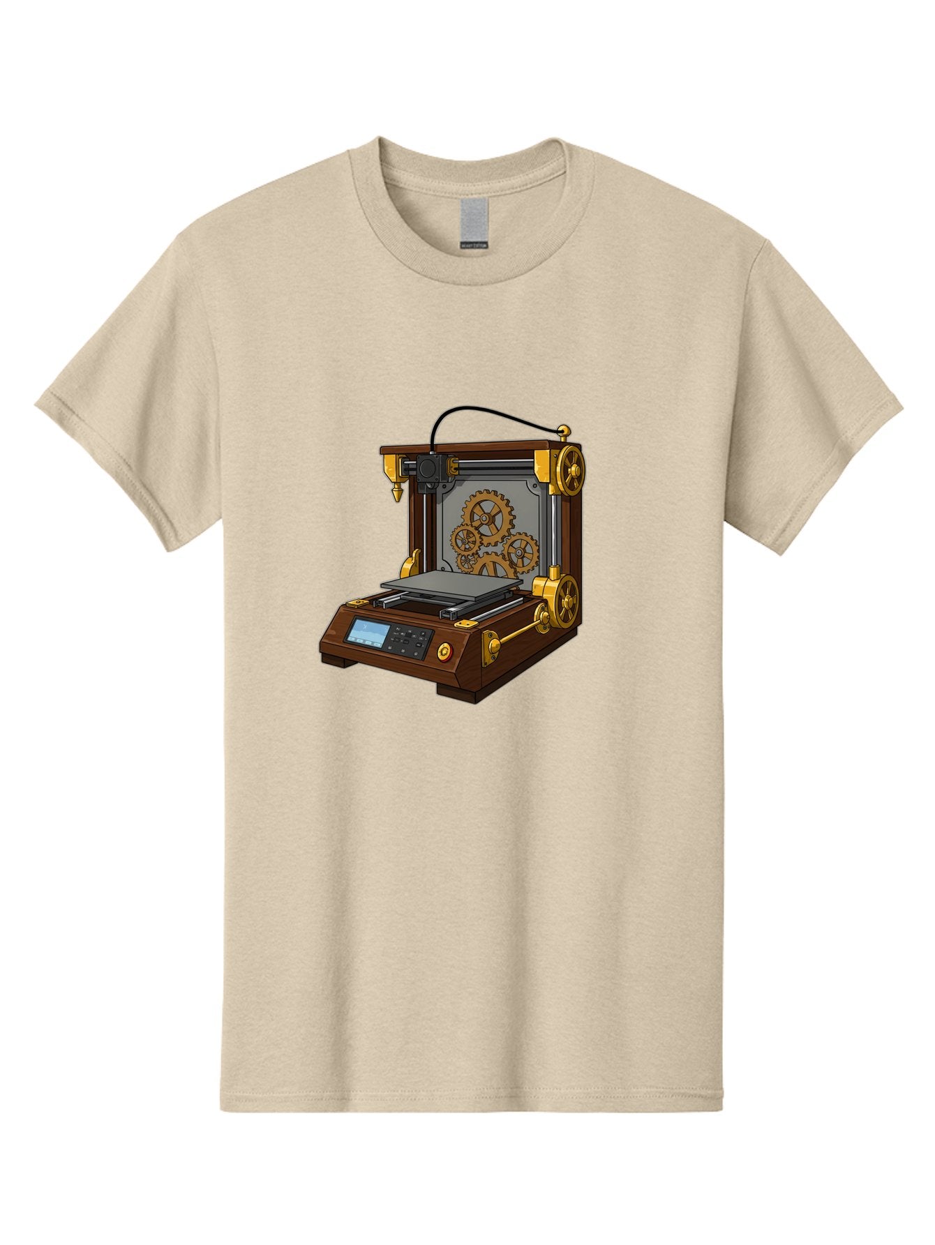 3D-Printer-9 Men'S Graphic Tee, 100% Cotton, Comfortable Casual Summer Wear, Machine Washable, Steampunk 3D Printer, Industrial Machinery, Mechanical Gears, Digital Display, Innovative Technology, Futuristic Design, Mechanical Engineering, Baa043 13