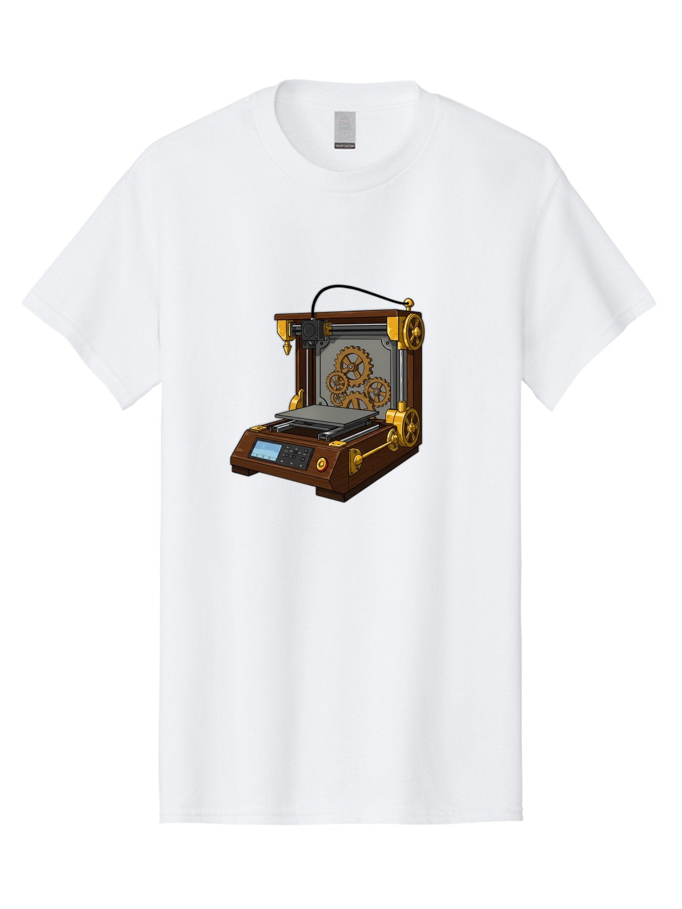 3D-Printer-9 Men'S Graphic Tee, 100% Cotton, Comfortable Casual Summer Wear, Machine Washable, Steampunk 3D Printer, Industrial Machinery, Mechanical Gears, Digital Display, Innovative Technology, Futuristic Design, Mechanical Engineering, Baa043 9