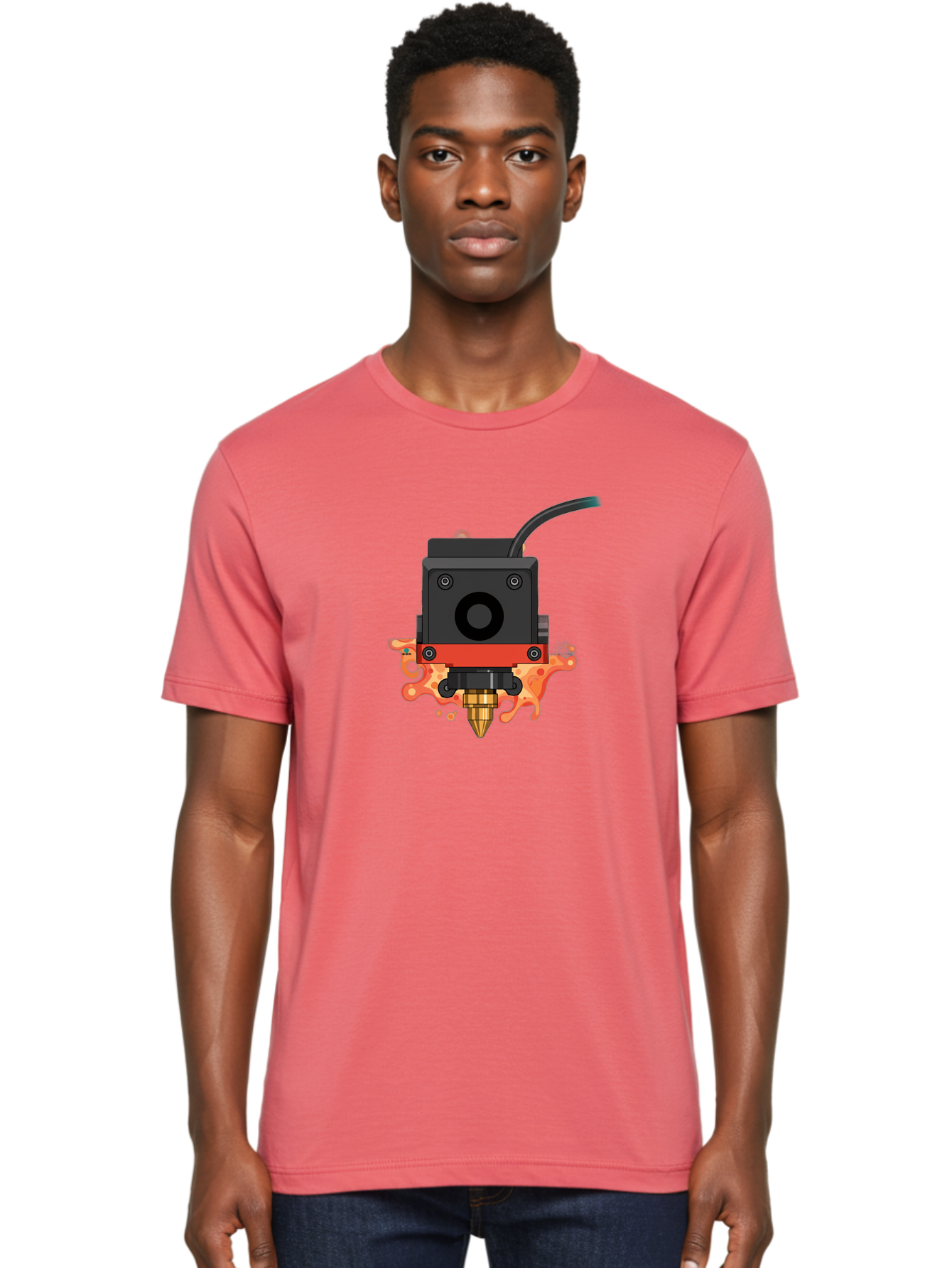 3D-Printer-Hotend Men'S Graphic Tee, 100% Cotton, Comfortable Casual Summer Wear, Machine Washable, 3D Printing Technology, Hotend Extrusion, Melted Plastic, 3D Modeling, Additive Manufacturing, Printer Nozzle, Rapid Prototyping, Baa045 10