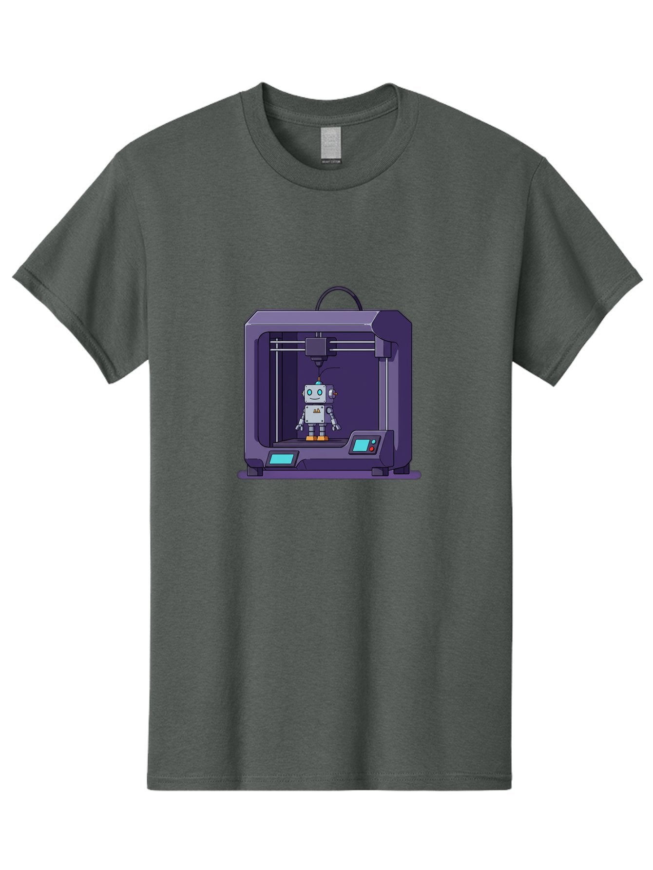 3D-Printer-Robot-1 Men'S Graphic Tee, 100% Cotton, Comfortable Casual Summer Wear, Machine Washable, 3D Printing Technology, Robot Being Printed, Advanced Manufacturing, Futuristic Design, Robotic Parts, Digital Fabrication, Baa047 10