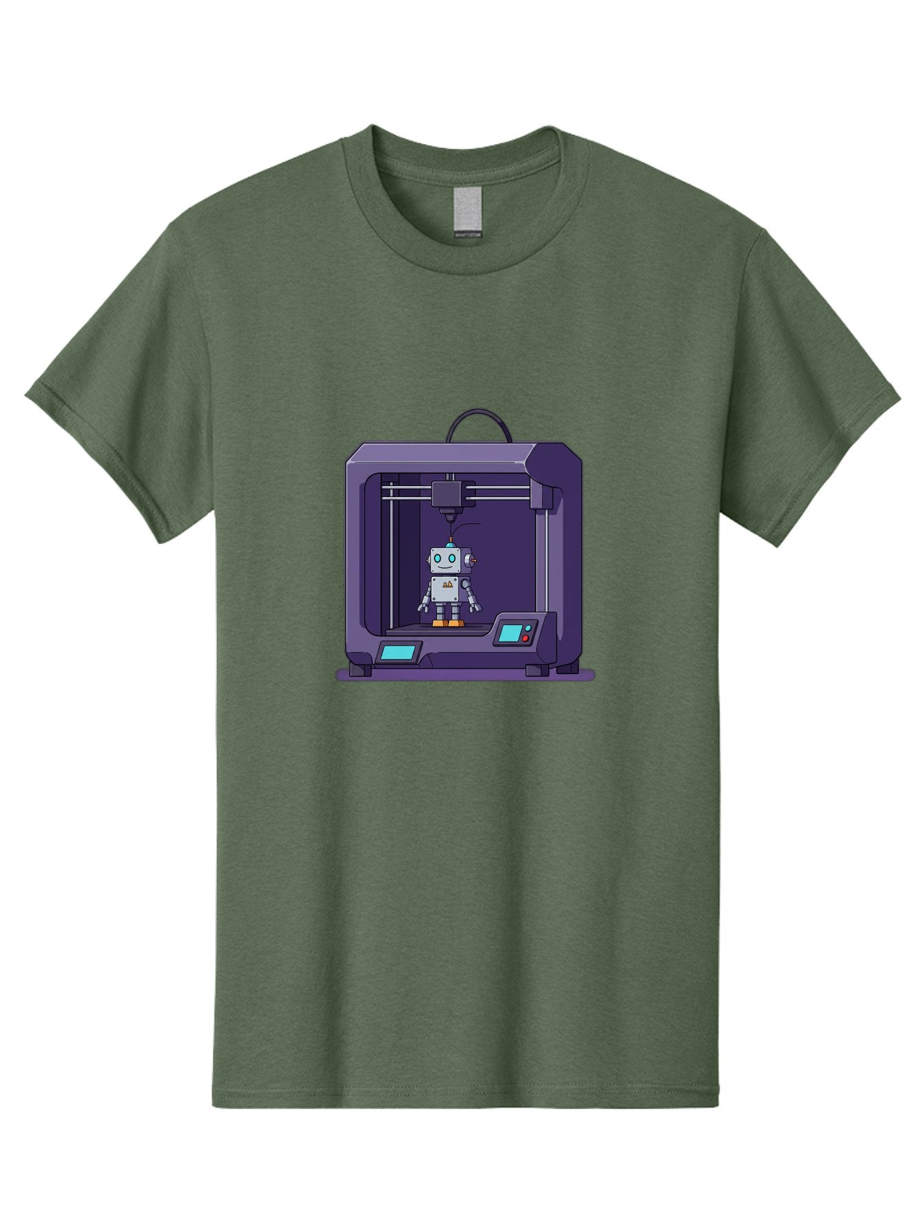 3D-Printer-Robot-1 Men'S Graphic Tee, 100% Cotton, Comfortable Casual Summer Wear, Machine Washable, 3D Printing Technology, Robot Being Printed, Advanced Manufacturing, Futuristic Design, Robotic Parts, Digital Fabrication, Baa047 9