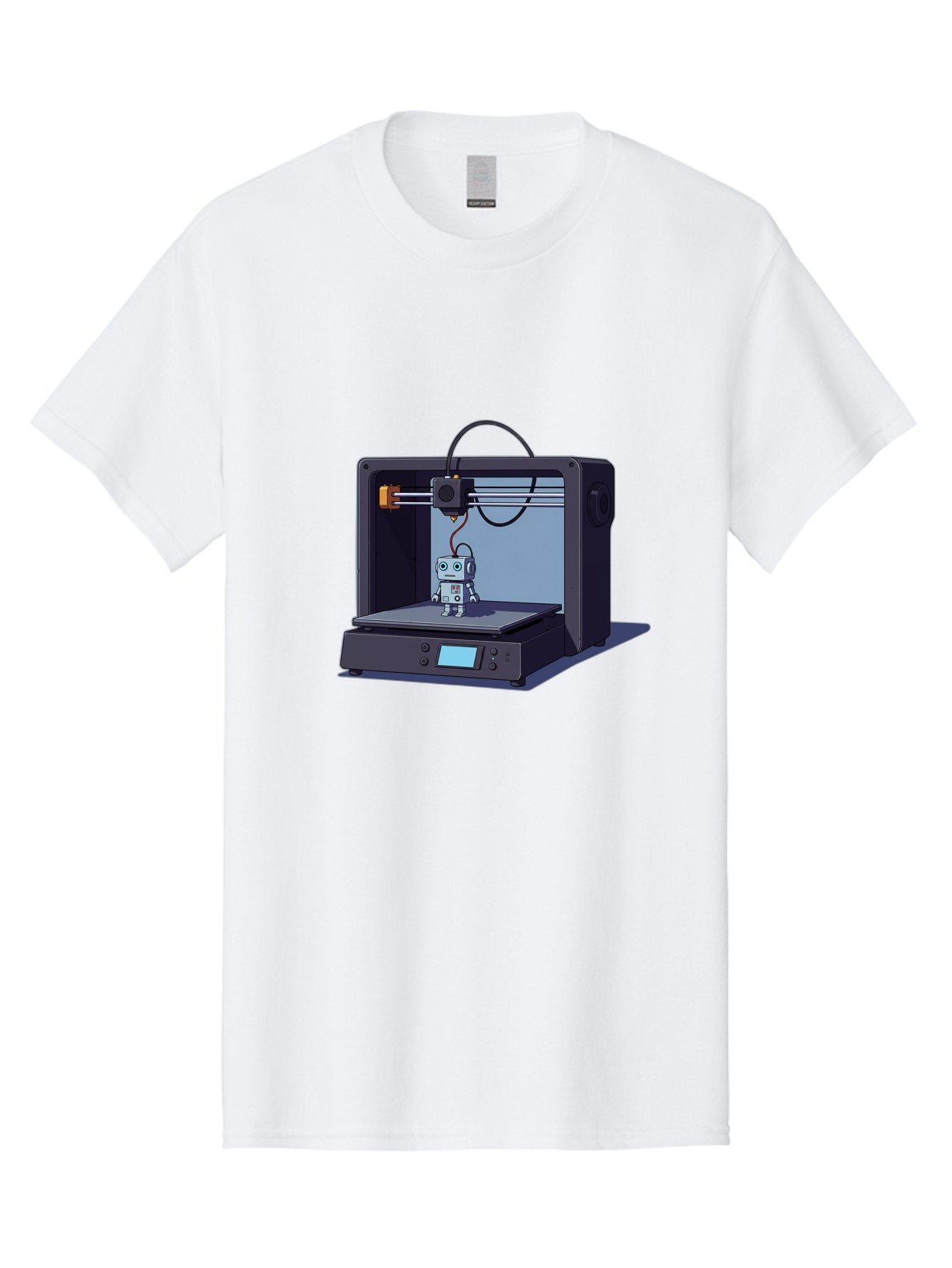 3D-Printer-Robot Men'S Graphic Tee, 100% Cotton, Comfortable Casual Summer Wear, Machine Washable, 3D Printing Technology, Robot Figurine, Digital Fabrication, Additive Manufacturing, Futuristic Design, Robotic Innovation, Modern Machinery Baa048 6