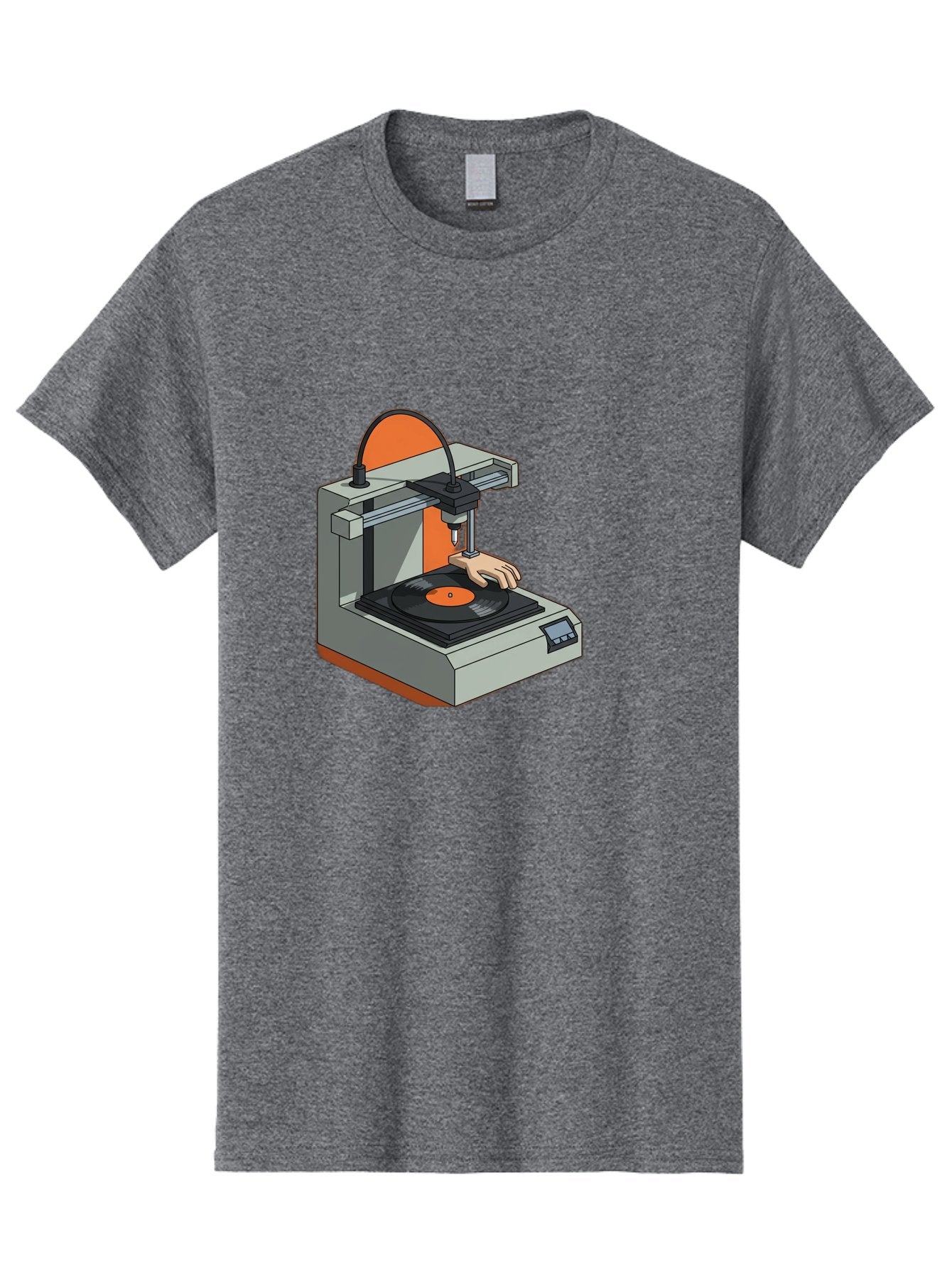 3D-Printer-Vinyl-Record Men'S Graphic Tee, 100% Cotton, Comfortable Casual Summer Wear, Machine Washable, 3D Printing Technology, Vinyl Record Production, Innovative Manufacturing, Creative Design, Futuristic Machinery, Digital Fabrication, Baa049 5