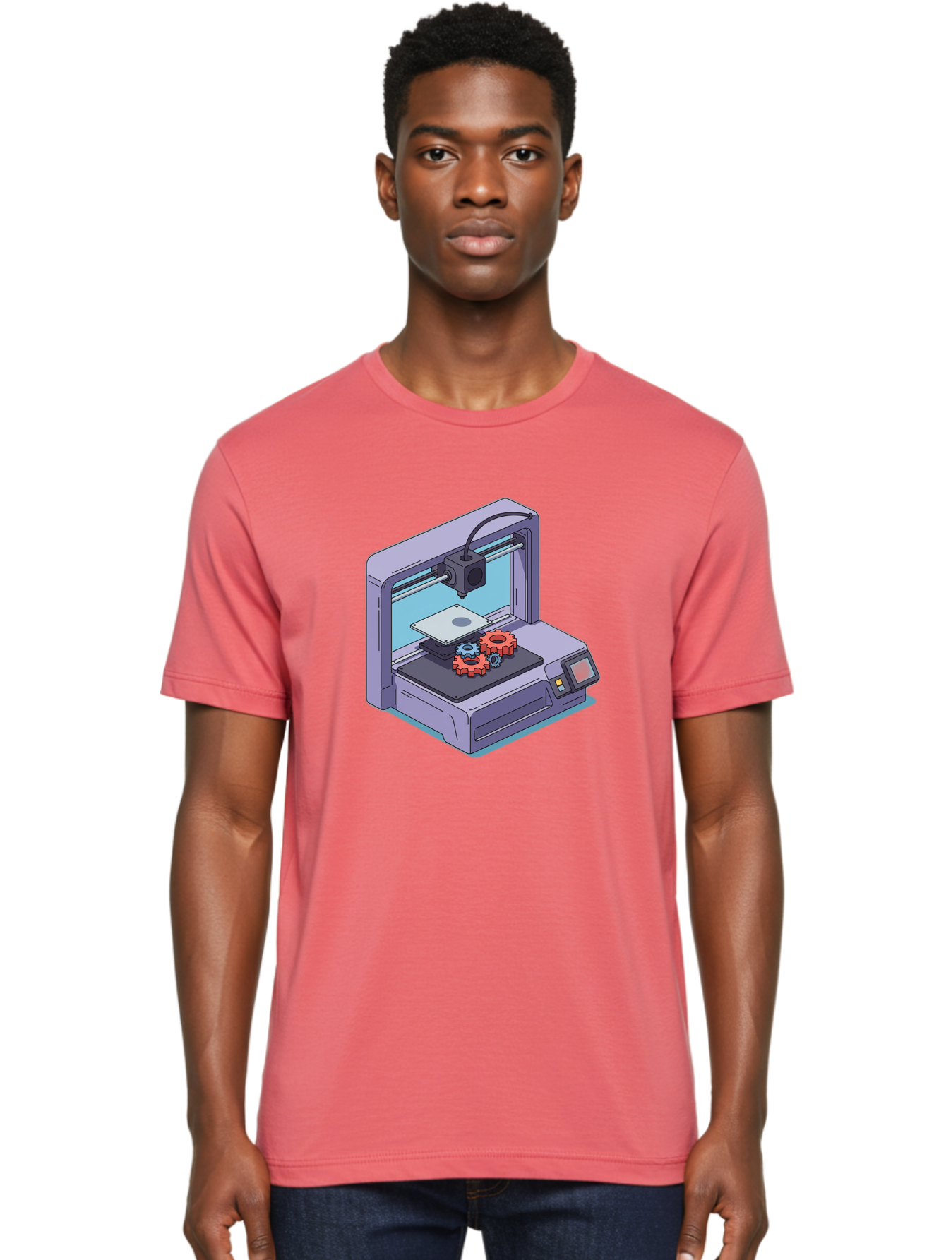 3D-Printer Men'S Graphic Tee, 100% Cotton, Comfortable Casual Summer Wear, Machine Washable, 3D Printing Technology, Additive Manufacturing, Industrial Gear Production, Printer Machine, Object Creation, Layer By Layer Printing, Baa052 22