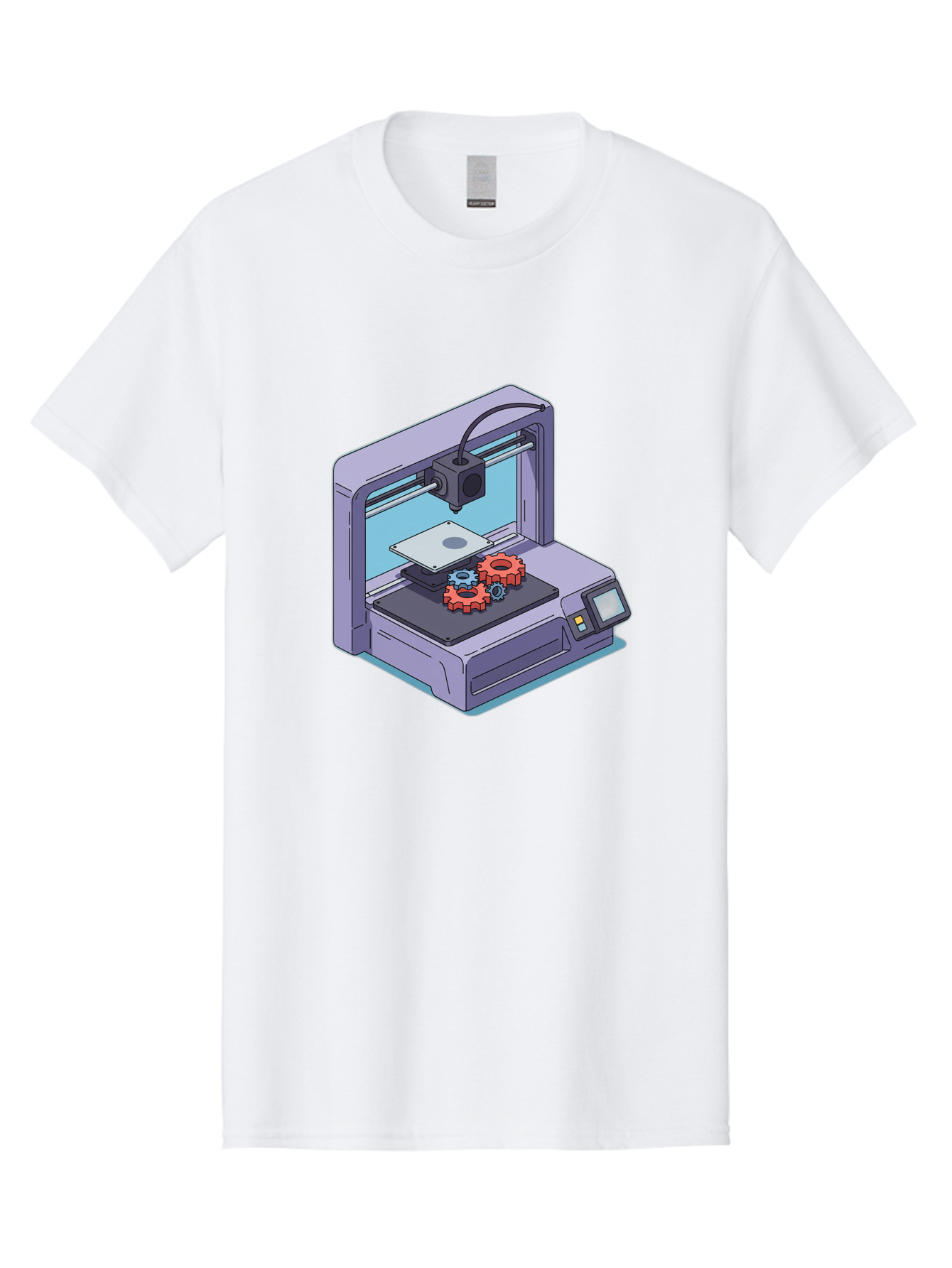 3D-Printer Men'S Graphic Tee, 100% Cotton, Comfortable Casual Summer Wear, Machine Washable, 3D Printing Technology, Additive Manufacturing, Industrial Gear Production, Printer Machine, Object Creation, Layer By Layer Printing, Baa052