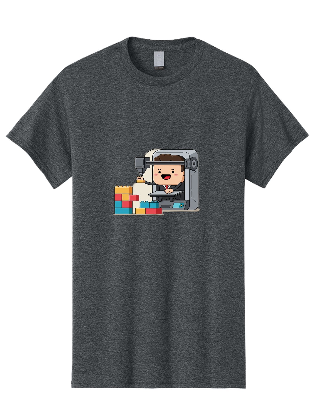 3D-Printing Men'S Graphic Tee, 100% Cotton, Comfortable Casual Summer Wear, Machine Washable, 3D Printing Technology, Additive Manufacturing, Businessman Operating Printer, Colorful Blocks, Construction, Innovation, Rapid Prototyping, Baa054 15