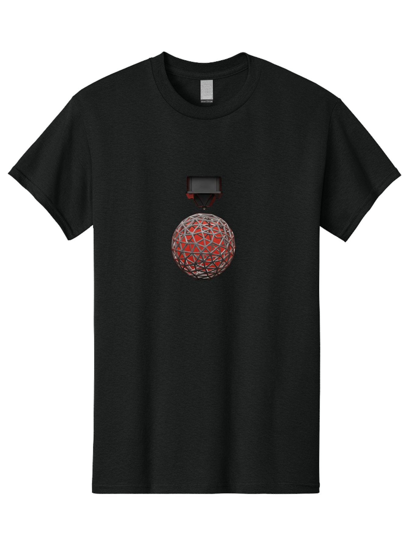 3D-Scanner Men'S Graphic Tee, 100% Cotton, Comfortable Casual Summer Wear, Machine Washable, 3D Scanning Technology, Digital Rendering, Geometric Shapes, Red Sphere, Metallic Framework, Futuristic Design, Precision Engineering, Baa055 6