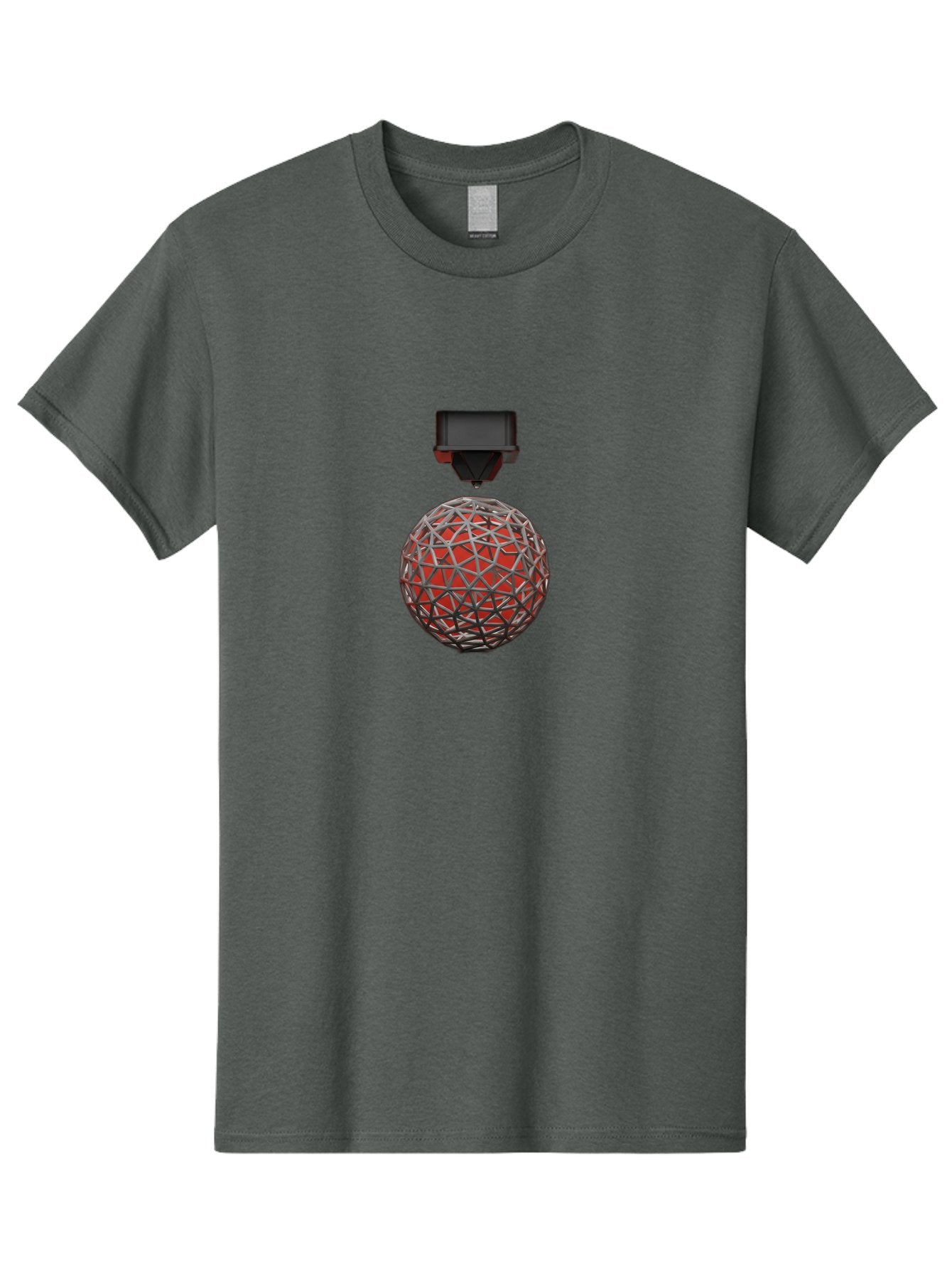 3D-Scanner Men'S Graphic Tee, 100% Cotton, Comfortable Casual Summer Wear, Machine Washable, 3D Scanning Technology, Digital Rendering, Geometric Shapes, Red Sphere, Metallic Framework, Futuristic Design, Precision Engineering, Baa055 13