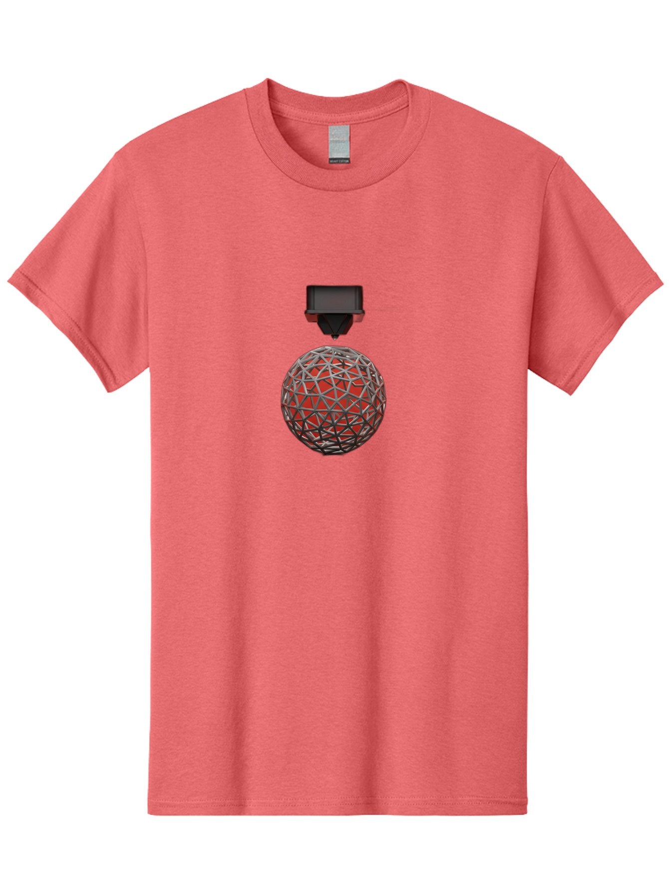 3D-Scanner Men'S Graphic Tee, 100% Cotton, Comfortable Casual Summer Wear, Machine Washable, 3D Scanning Technology, Digital Rendering, Geometric Shapes, Red Sphere, Metallic Framework, Futuristic Design, Precision Engineering, Baa055 11