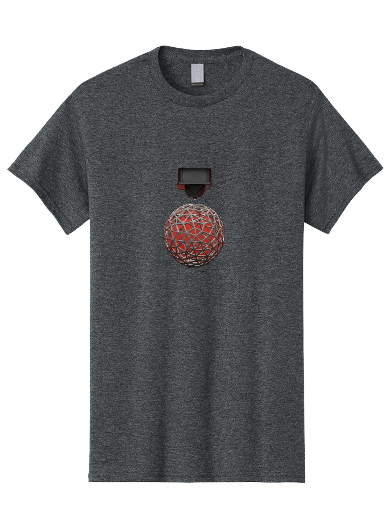 3D-Scanner Men'S Graphic Tee, 100% Cotton, Comfortable Casual Summer Wear, Machine Washable, 3D Scanning Technology, Digital Rendering, Geometric Shapes, Red Sphere, Metallic Framework, Futuristic Design, Precision Engineering, Baa055 15