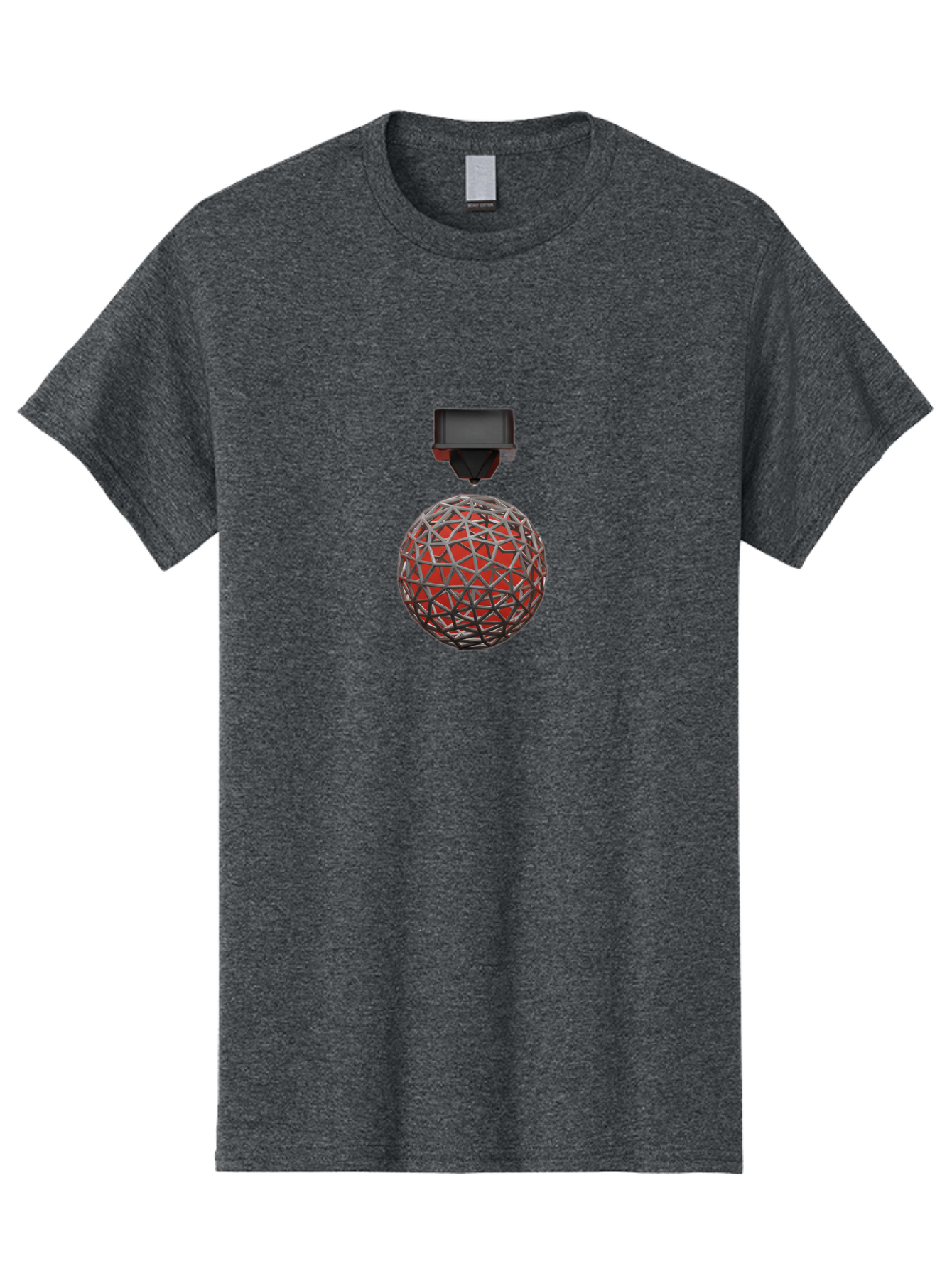 3D-Scanner Men'S Graphic Tee, 100% Cotton, Comfortable Casual Summer Wear, Machine Washable, 3D Scanning Technology, Digital Rendering, Geometric Shapes, Red Sphere, Metallic Framework, Futuristic Design, Precision Engineering, Baa055
