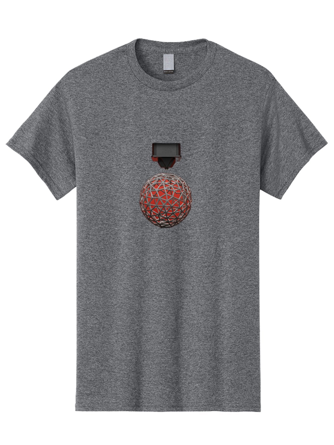 3D-Scanner Men'S Graphic Tee, 100% Cotton, Comfortable Casual Summer Wear, Machine Washable, 3D Scanning Technology, Digital Rendering, Geometric Shapes, Red Sphere, Metallic Framework, Futuristic Design, Precision Engineering, Baa055 3