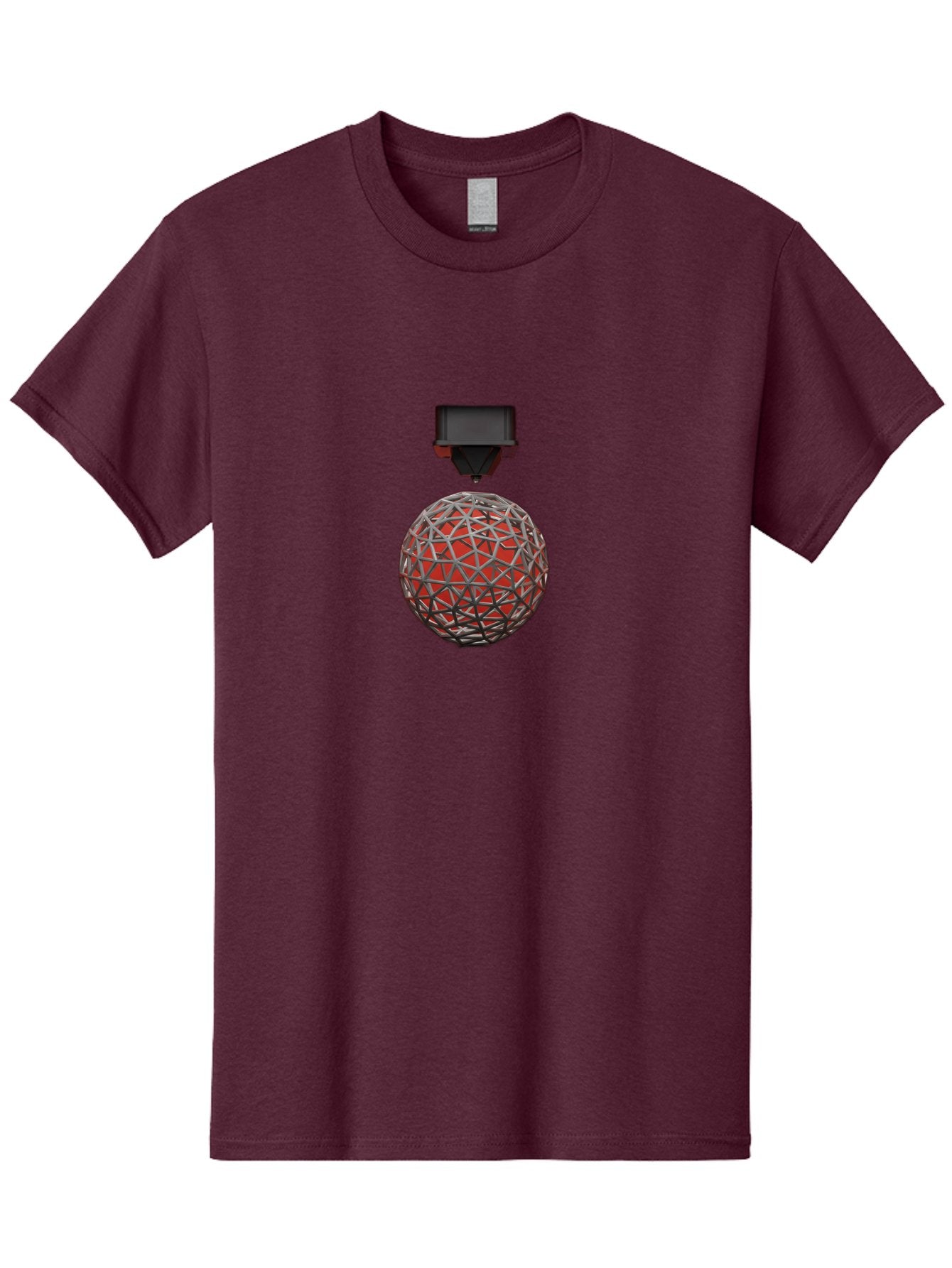 3D-Scanner Men'S Graphic Tee, 100% Cotton, Comfortable Casual Summer Wear, Machine Washable, 3D Scanning Technology, Digital Rendering, Geometric Shapes, Red Sphere, Metallic Framework, Futuristic Design, Precision Engineering, Baa055