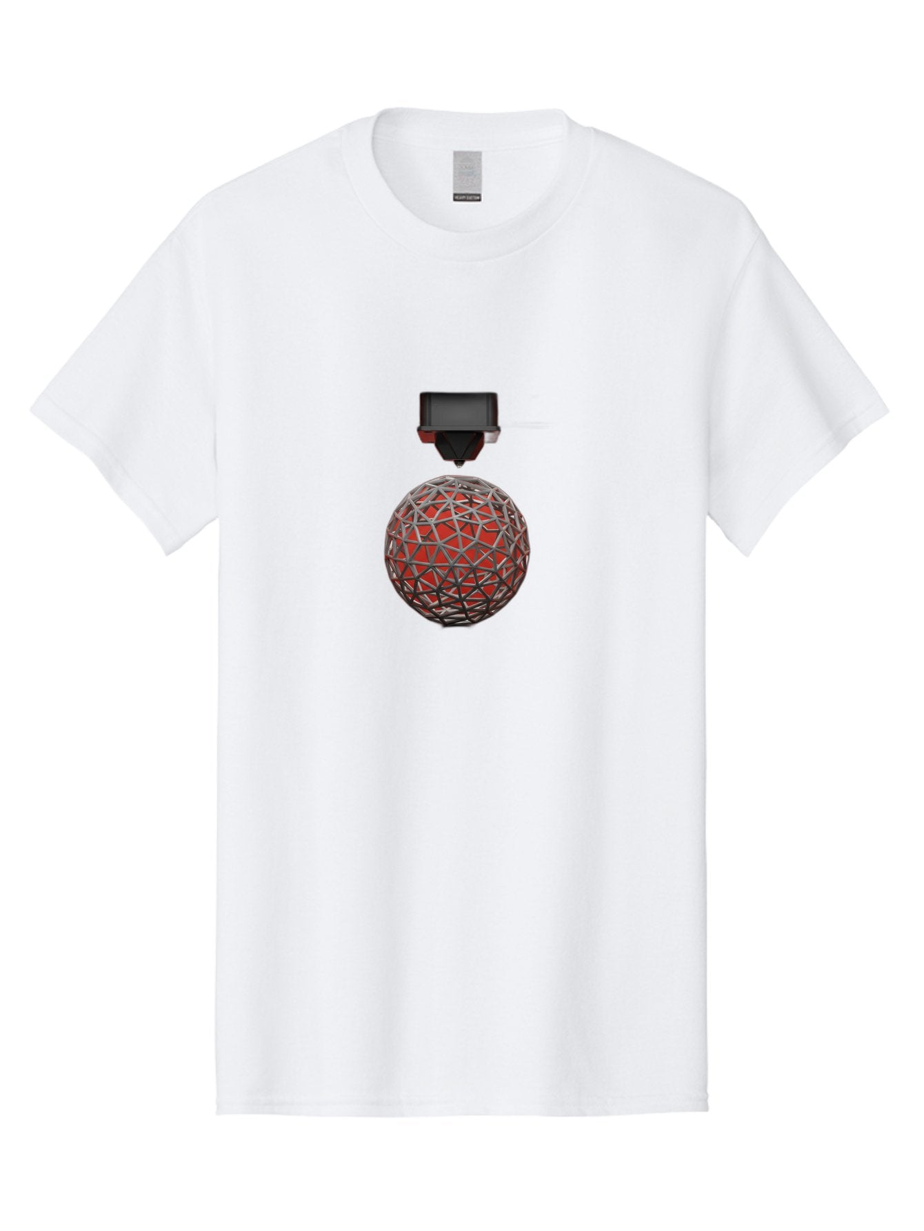 3D-Scanner Men'S Graphic Tee, 100% Cotton, Comfortable Casual Summer Wear, Machine Washable, 3D Scanning Technology, Digital Rendering, Geometric Shapes, Red Sphere, Metallic Framework, Futuristic Design, Precision Engineering, Baa055