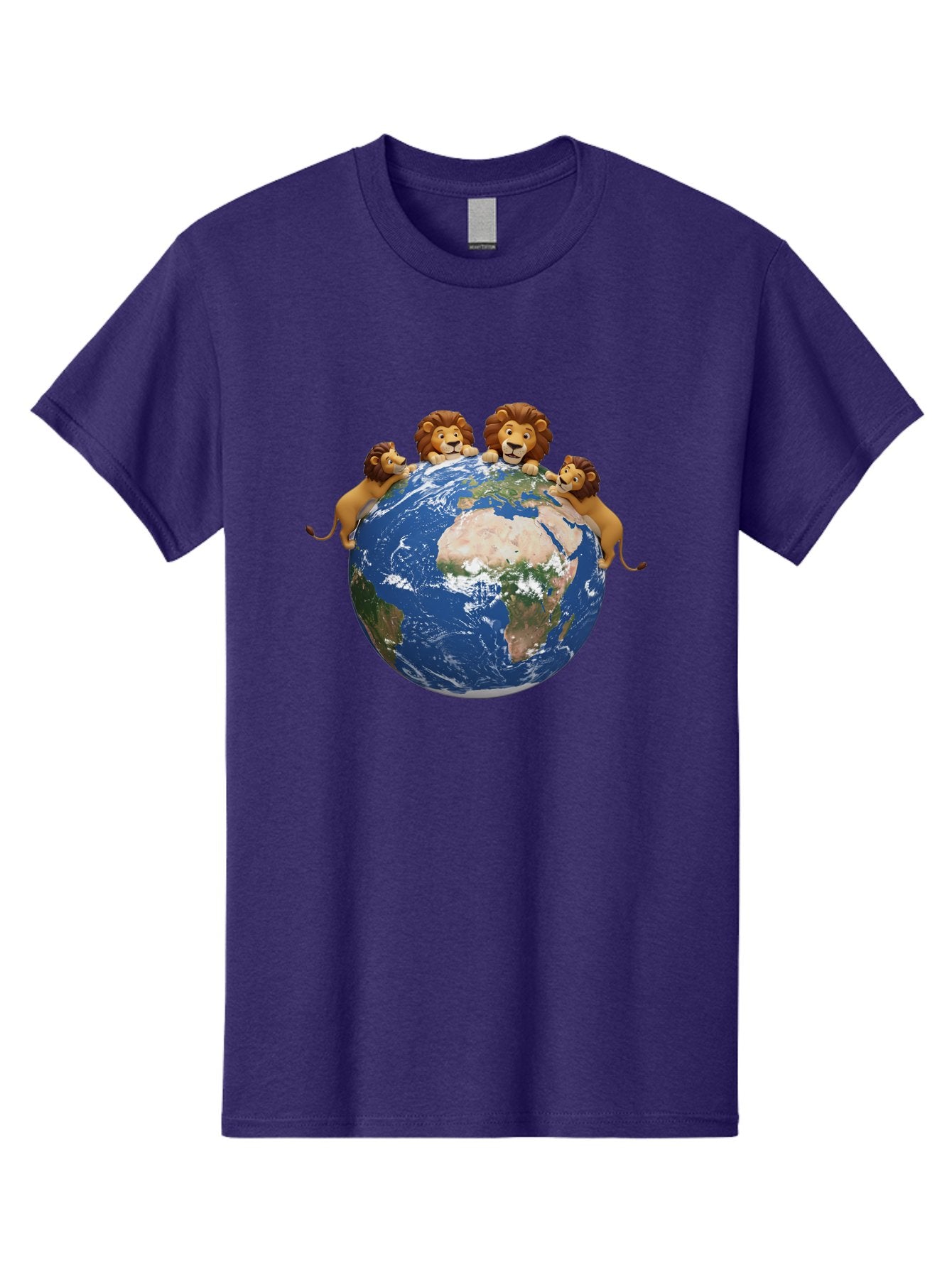 4-Lions-Holding-Globe Men'S Graphic Tee, 100% Cotton, Comfortable Casual Summer Wear, Machine Washable, Lions Holding The World, Global Unity, Conservation Efforts, Wildlife Protection, Earth, Lions Together, Global Awareness Baa056 8