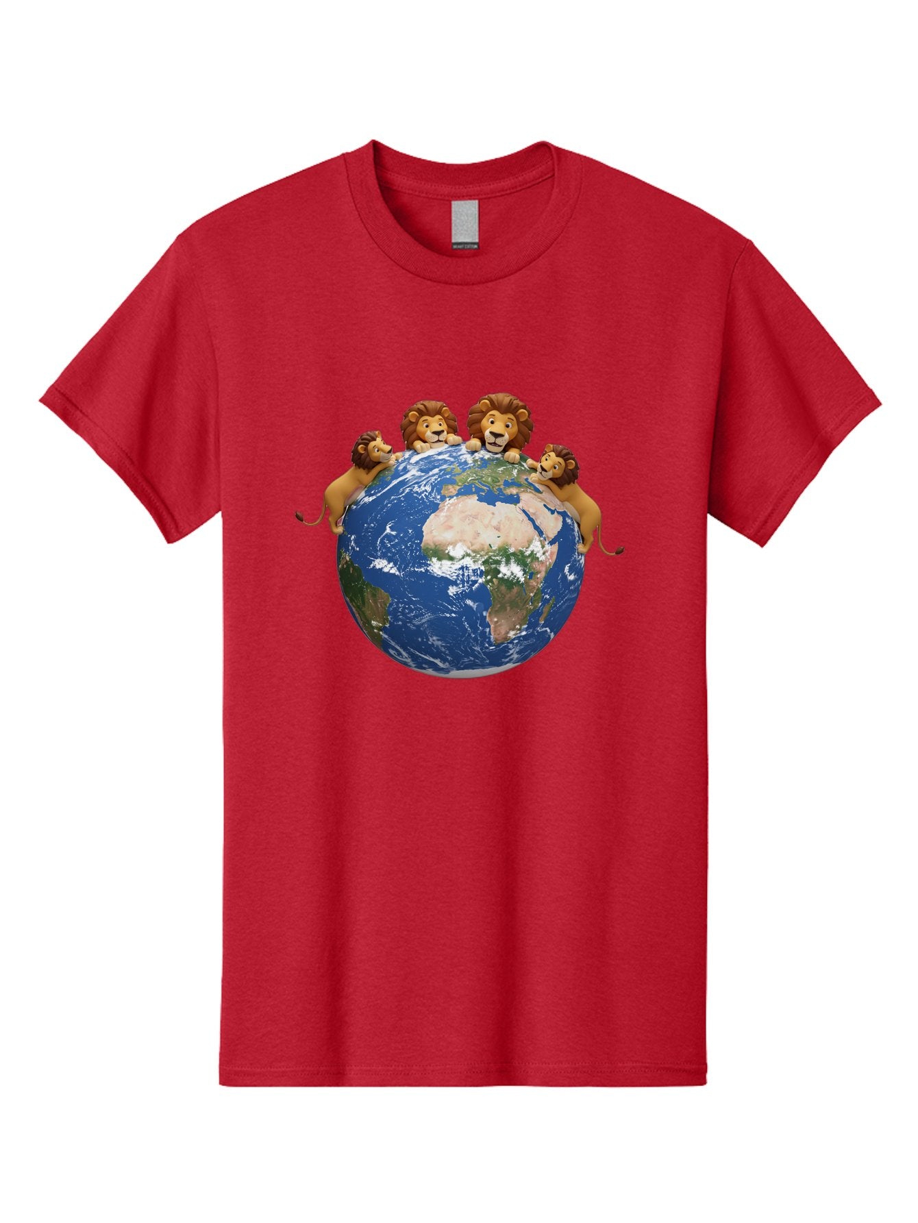 4-Lions-Holding-Globe Men'S Graphic Tee, 100% Cotton, Comfortable Casual Summer Wear, Machine Washable, Lions Holding The World, Global Unity, Conservation Efforts, Wildlife Protection, Earth, Lions Together, Global Awareness Baa056 6