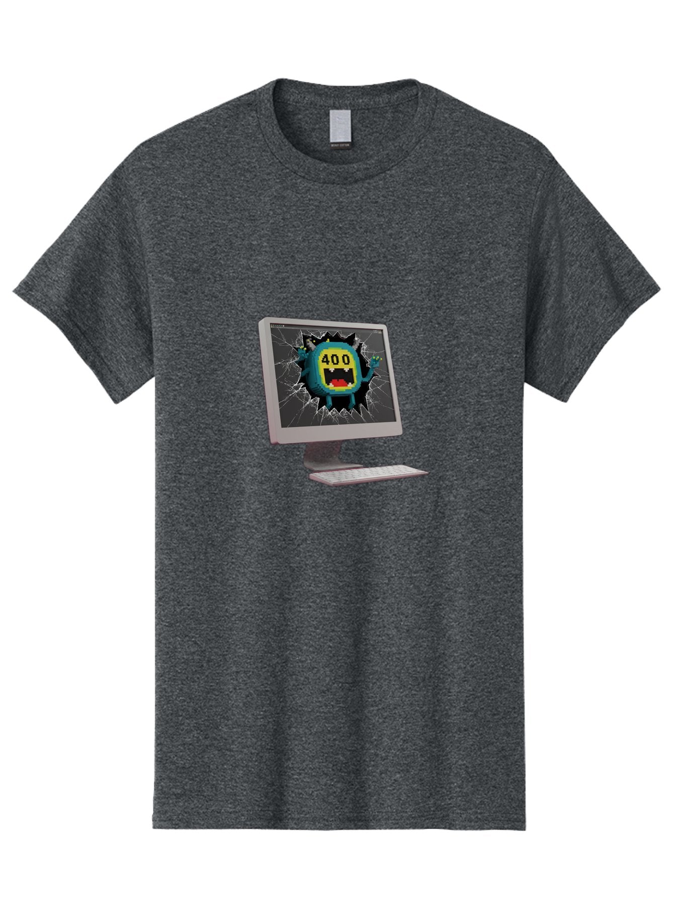 400-Error Men'S Graphic Tee, 100% Cotton, Comfortable Casual Summer Wear, Machine Washable, Error Message, Broken Screen, 400 Bad Request, Cartoon Monster, Cracked Glass, Digital Glitch, Frustrated User, Humorous Illustration, Baa057 13
