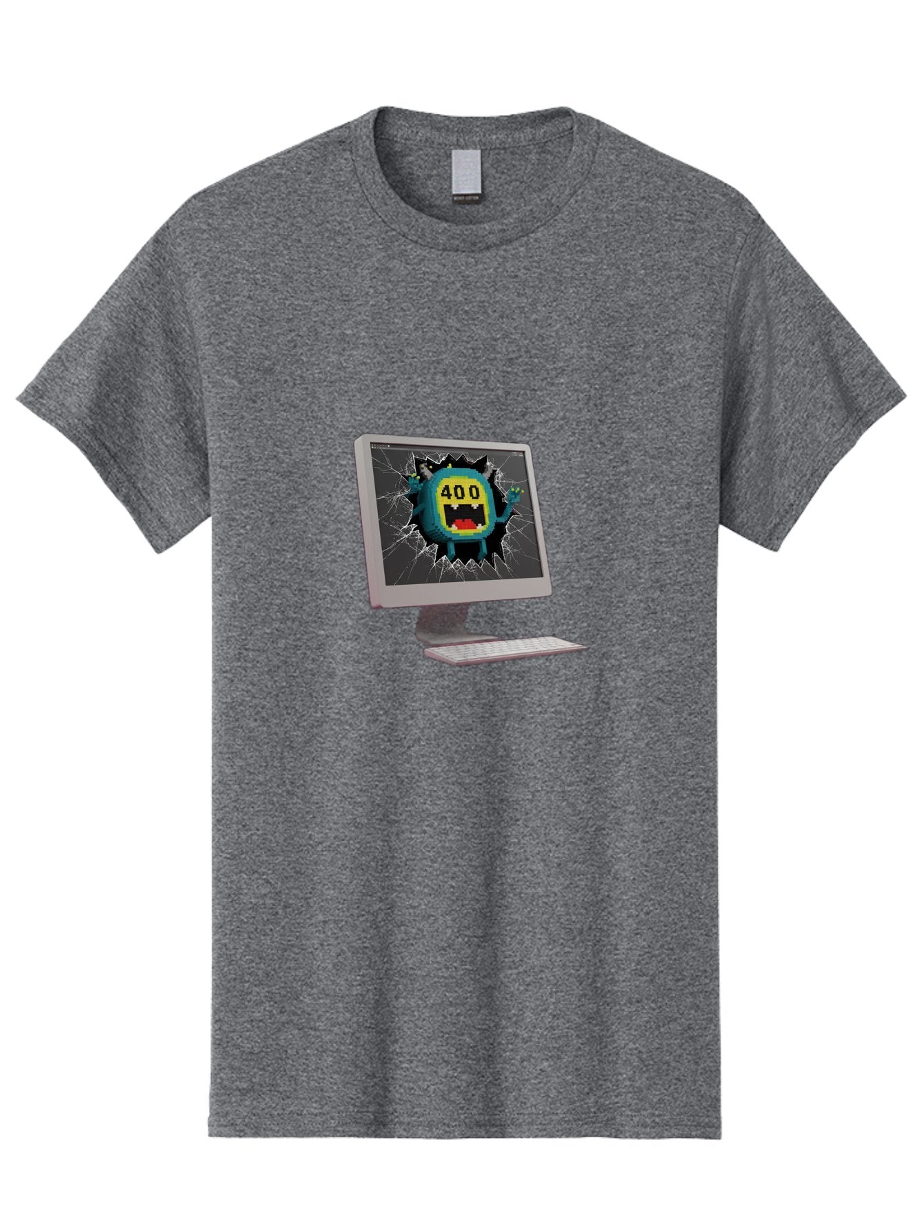 400-Error Men'S Graphic Tee, 100% Cotton, Comfortable Casual Summer Wear, Machine Washable, Error Message, Broken Screen, 400 Bad Request, Cartoon Monster, Cracked Glass, Digital Glitch, Frustrated User, Humorous Illustration, Baa057 6