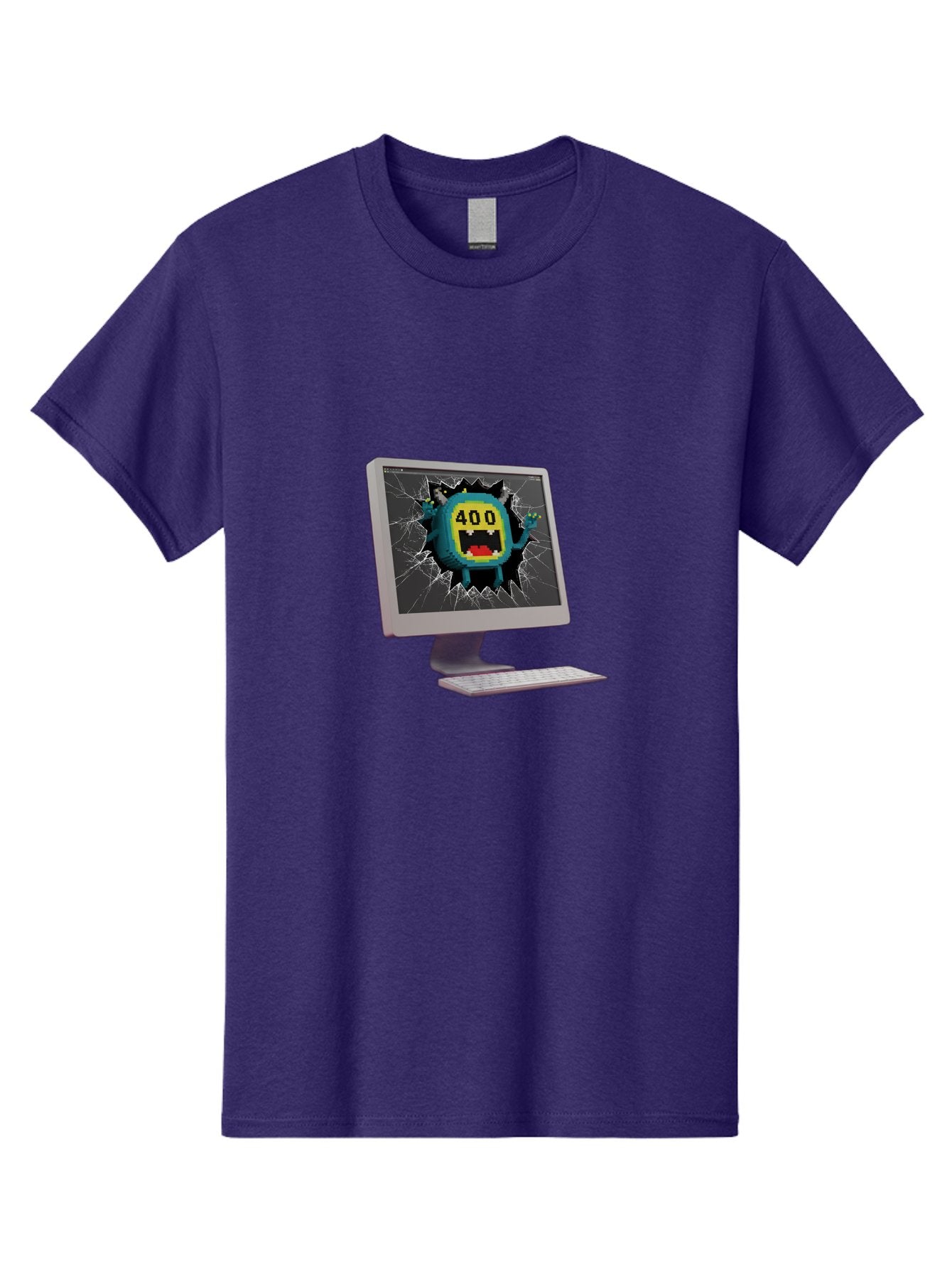 400-Error Men'S Graphic Tee, 100% Cotton, Comfortable Casual Summer Wear, Machine Washable, Error Message, Broken Screen, 400 Bad Request, Cartoon Monster, Cracked Glass, Digital Glitch, Frustrated User, Humorous Illustration, Baa057 10