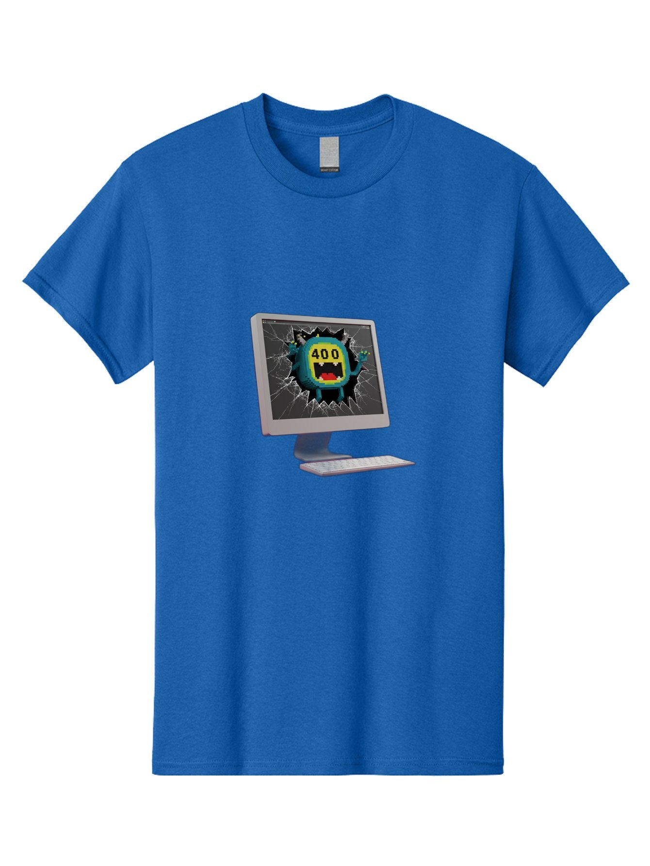 400-Error Men'S Graphic Tee, 100% Cotton, Comfortable Casual Summer Wear, Machine Washable, Error Message, Broken Screen, 400 Bad Request, Cartoon Monster, Cracked Glass, Digital Glitch, Frustrated User, Humorous Illustration, Baa057 14