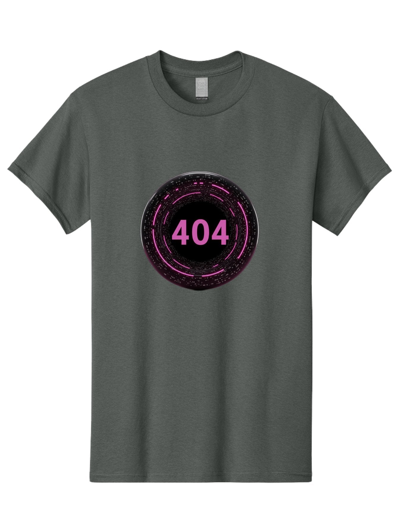 404-3 Men'S Graphic Tee, 100% Cotton, Comfortable Casual Summer Wear, Machine Washable, 404 Error, Page Not Found, Digital Glitch, Pink Neon, Futuristic Design, Cyberpunk Aesthetic, Error Message, Circular Pattern, Binary Code, Website Error Baa060 3