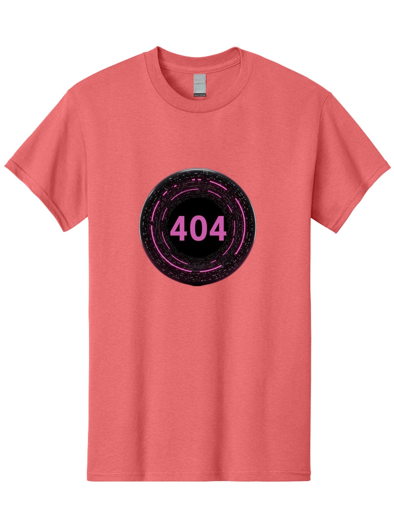 404-3 Men'S Graphic Tee, 100% Cotton, Comfortable Casual Summer Wear, Machine Washable, 404 Error, Page Not Found, Digital Glitch, Pink Neon, Futuristic Design, Cyberpunk Aesthetic, Error Message, Circular Pattern, Binary Code, Website Error Baa060 4