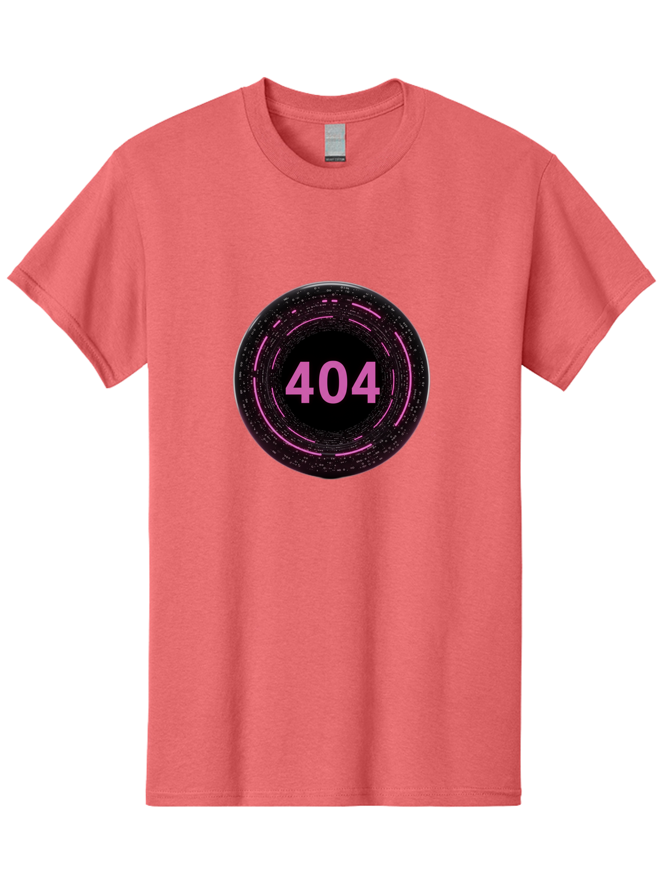 404-3 Men'S Graphic Tee, 100% Cotton, Comfortable Casual Summer Wear, Machine Washable, 404 Error, Page Not Found, Digital Glitch, Pink Neon, Futuristic Design, Cyberpunk Aesthetic, Error Message, Circular Pattern, Binary Code, Website Error Baa060 23