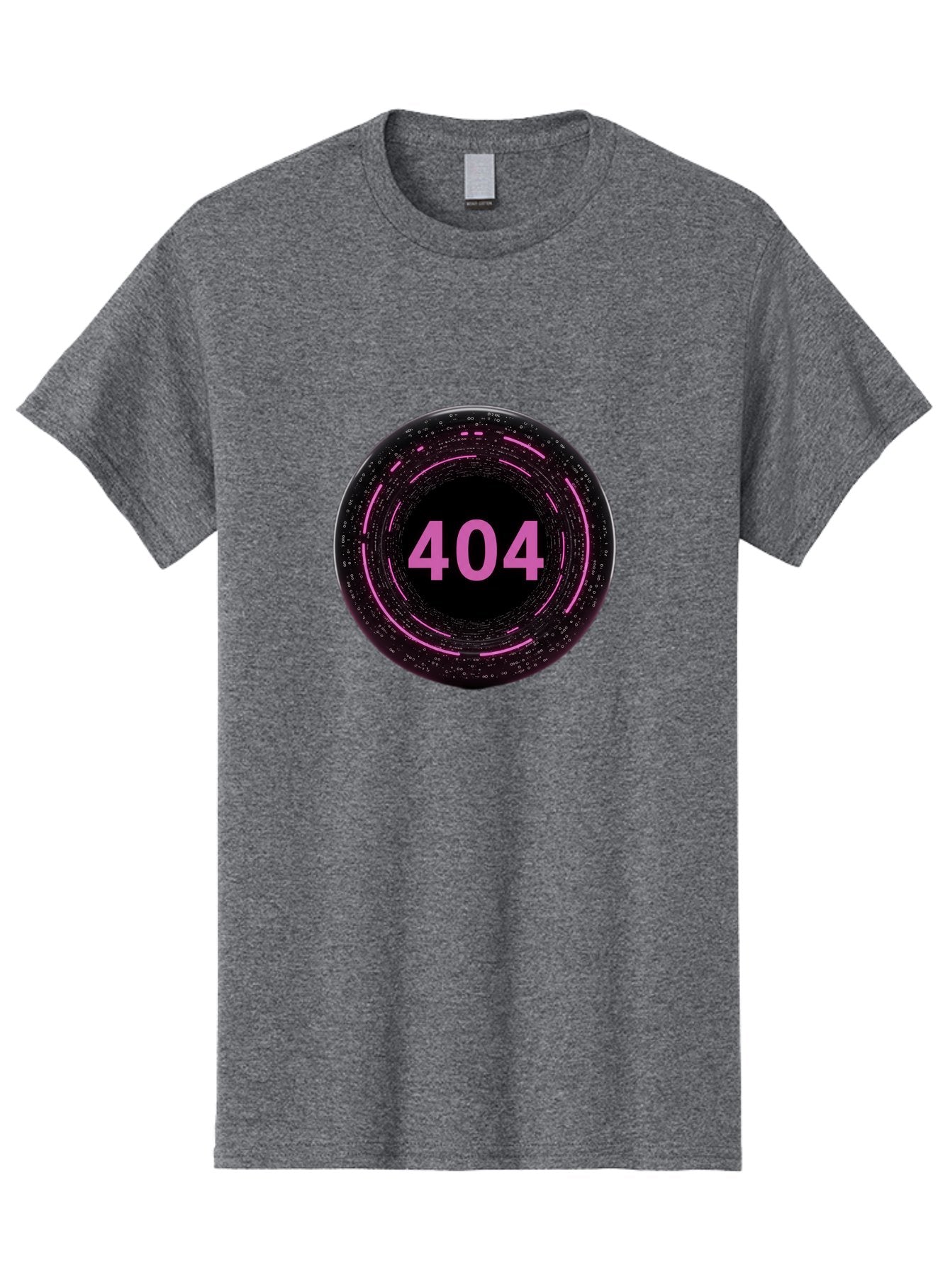 404-3 Men'S Graphic Tee, 100% Cotton, Comfortable Casual Summer Wear, Machine Washable, 404 Error, Page Not Found, Digital Glitch, Pink Neon, Futuristic Design, Cyberpunk Aesthetic, Error Message, Circular Pattern, Binary Code, Website Error Baa060 6