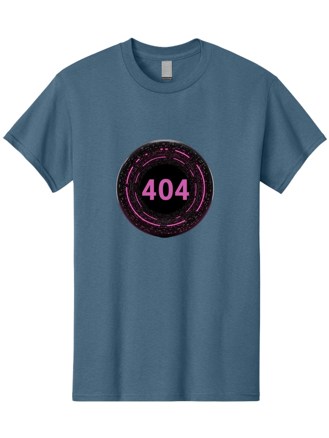 404-3 Men'S Graphic Tee, 100% Cotton, Comfortable Casual Summer Wear, Machine Washable, 404 Error, Page Not Found, Digital Glitch, Pink Neon, Futuristic Design, Cyberpunk Aesthetic, Error Message, Circular Pattern, Binary Code, Website Error Baa060 13